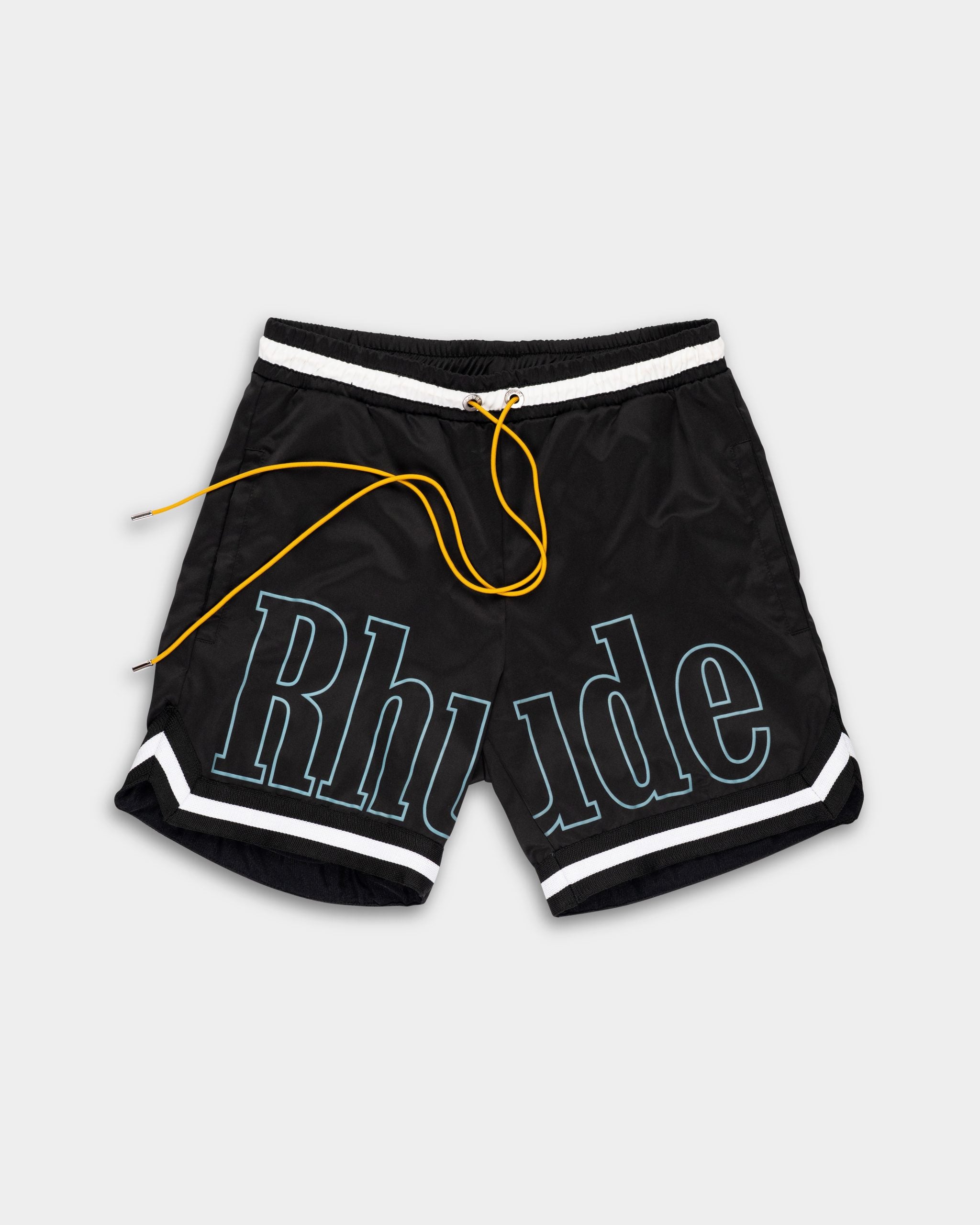 Rhude Men's Logo Basketball Swim Shorts Black/White/Blue | RHPS25SH01005-0119