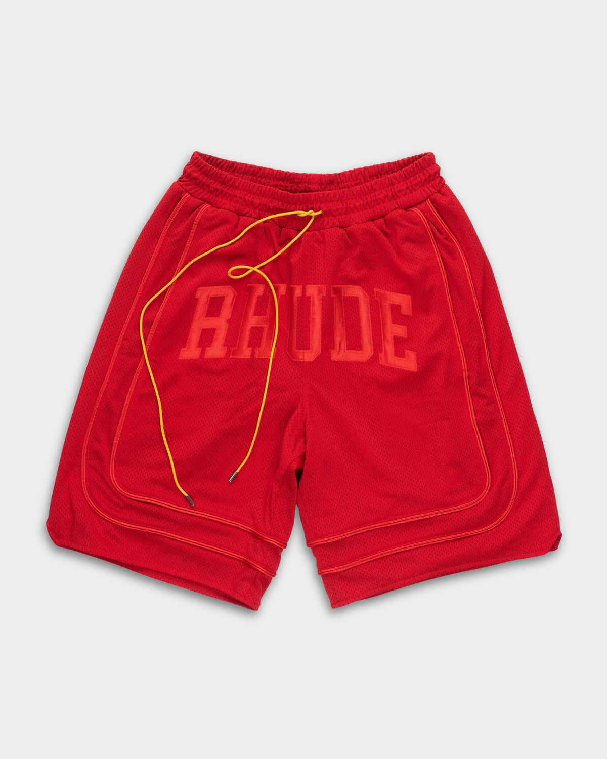Rhude Men's Baggy Mesh Collegiate Logo Shorts Red/Red | RHPS26SH02016-6022