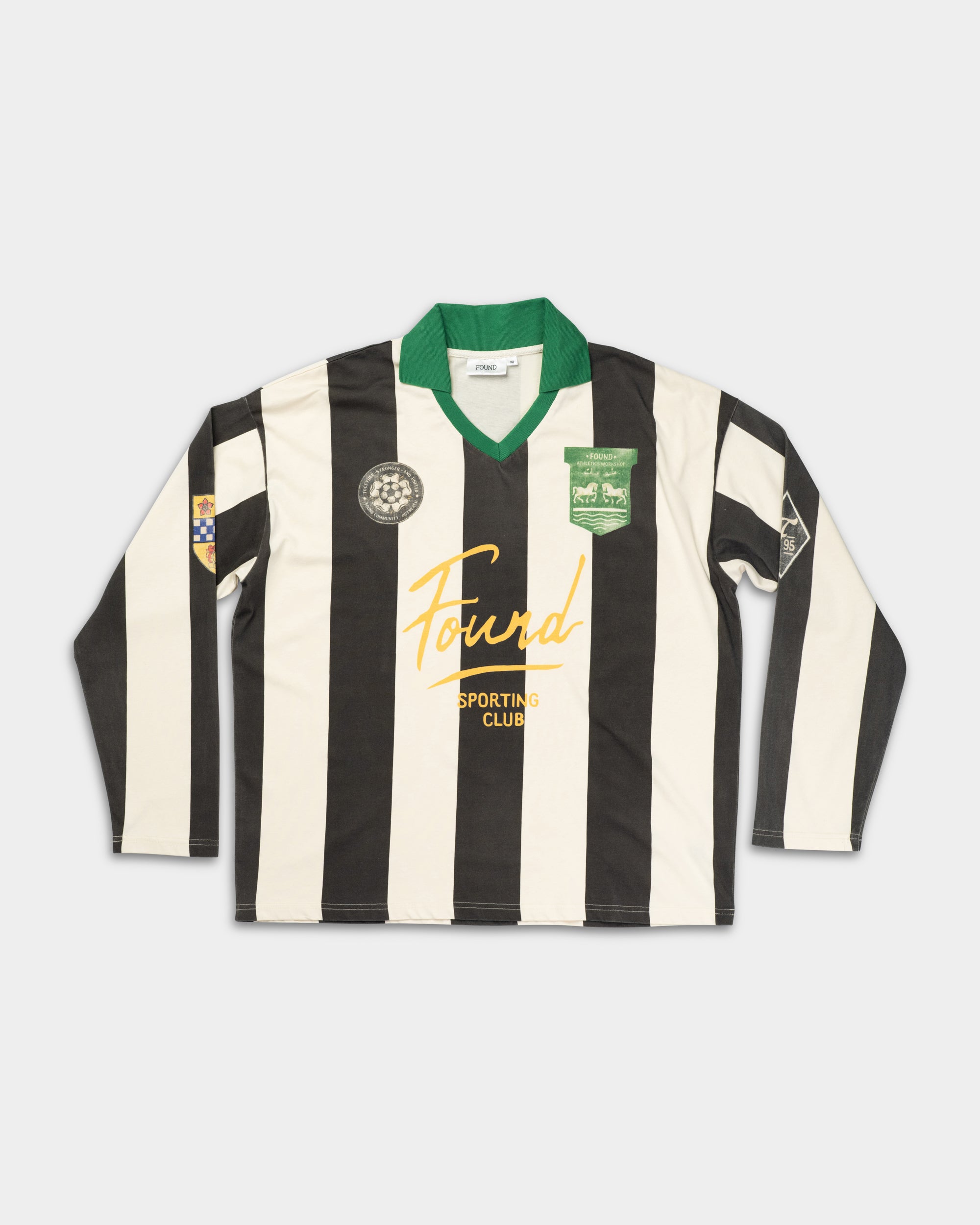 Found Men's Striped Sport LS Jersey Faded Black/Off White | FOSS26TT01012-6357