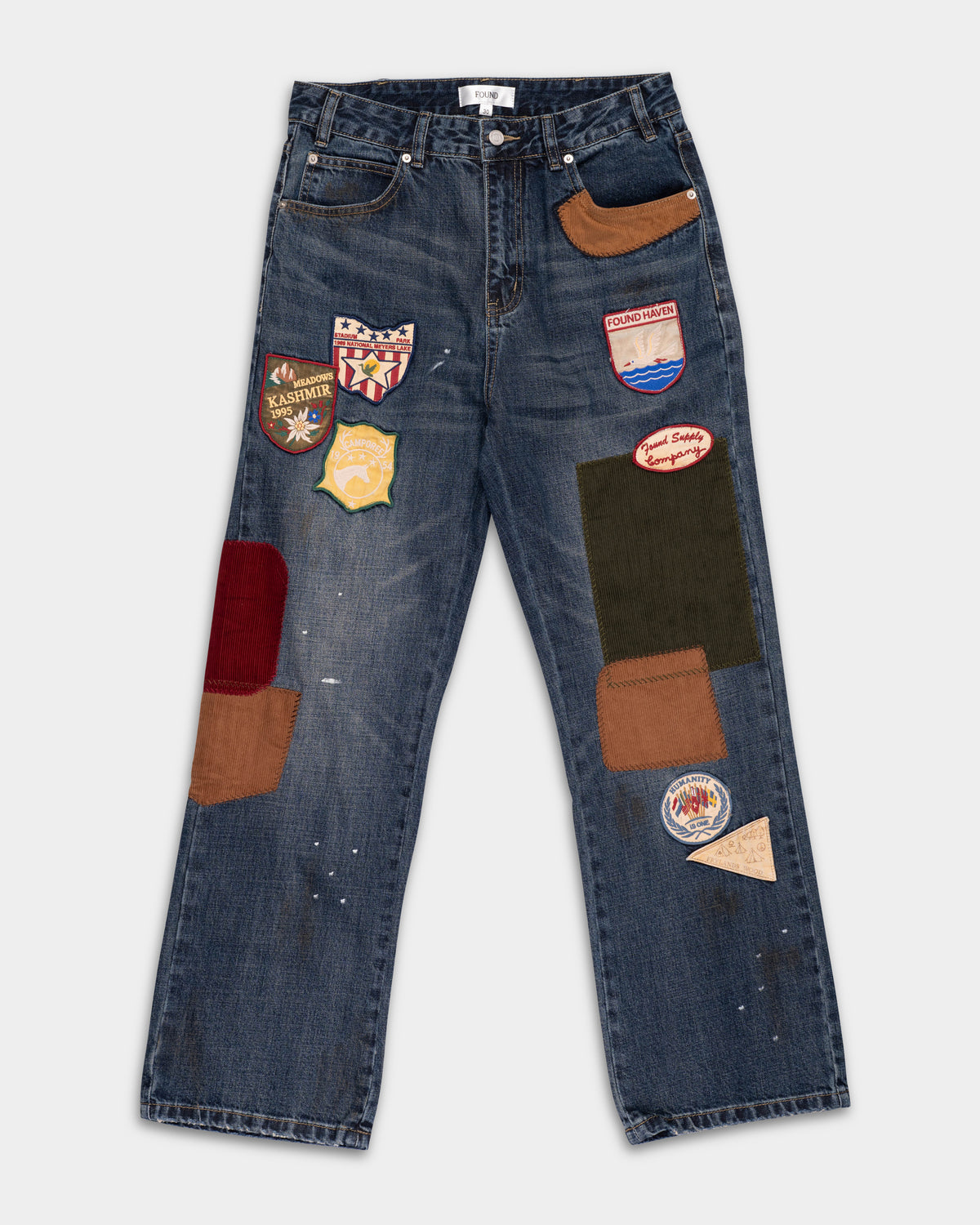 Found Men's Patchwork Jeans Vintage Blue | FOSS26DP05012-6327