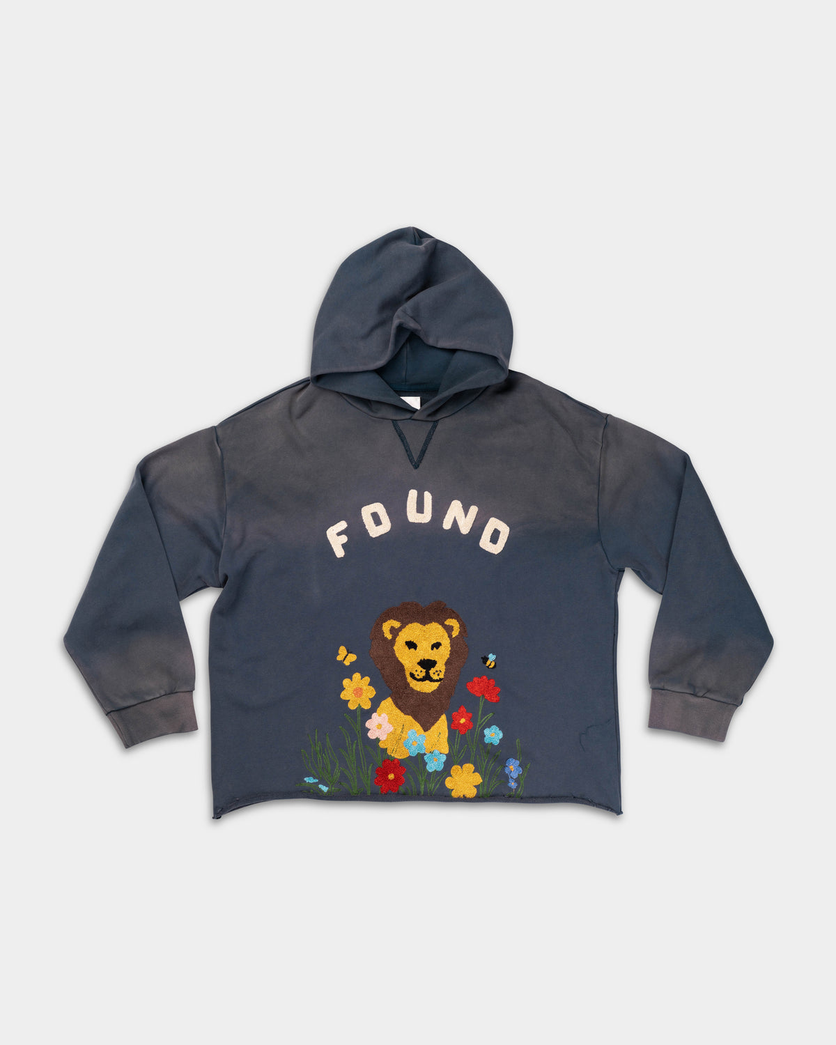Found Men's Wildlife Chenille Embroidered Hoodie Washed Navy | FOSS26HO03012-6345