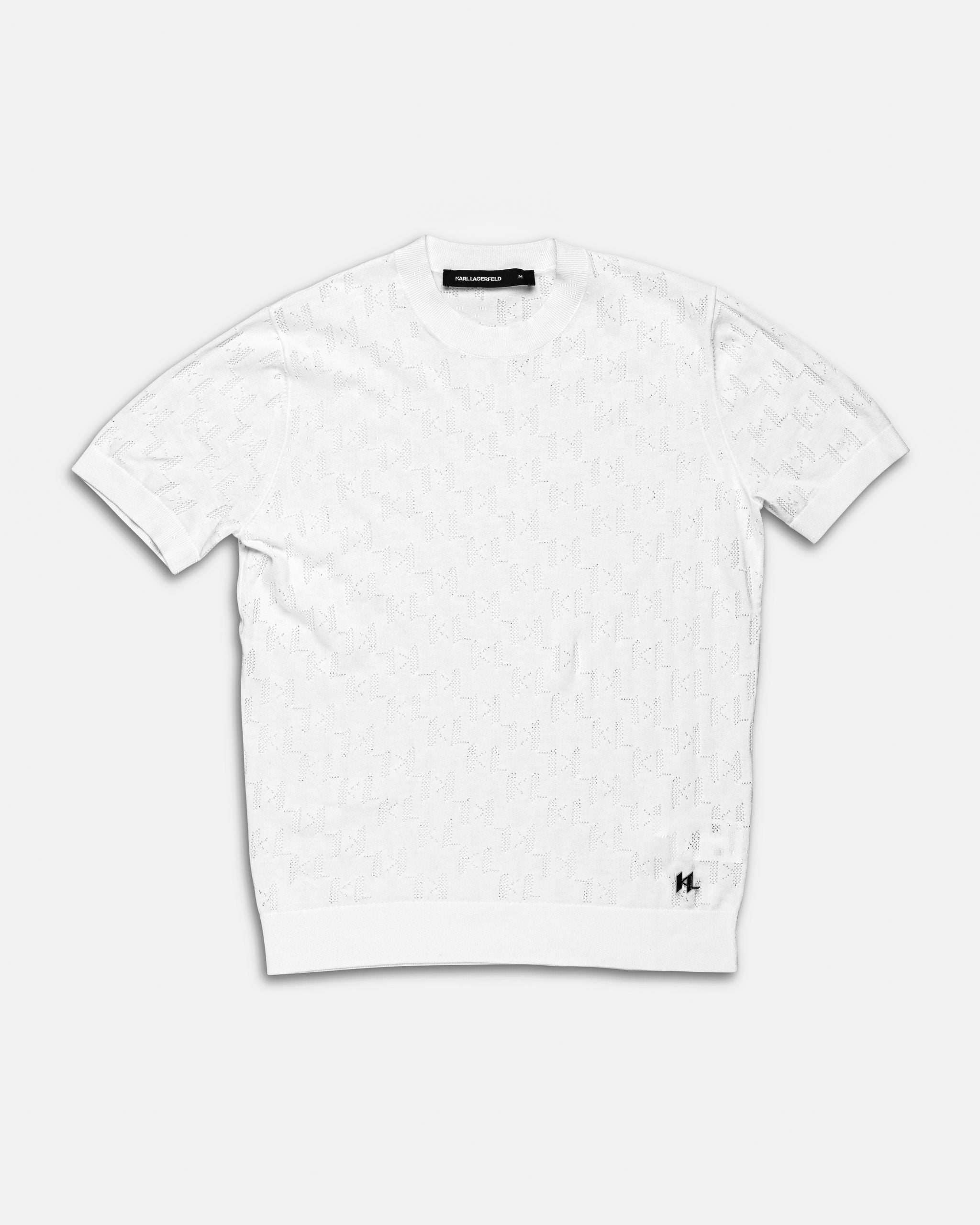 Karl Lagerfeld Mens Knit Crewneck 1/2 White | 655004562301-10