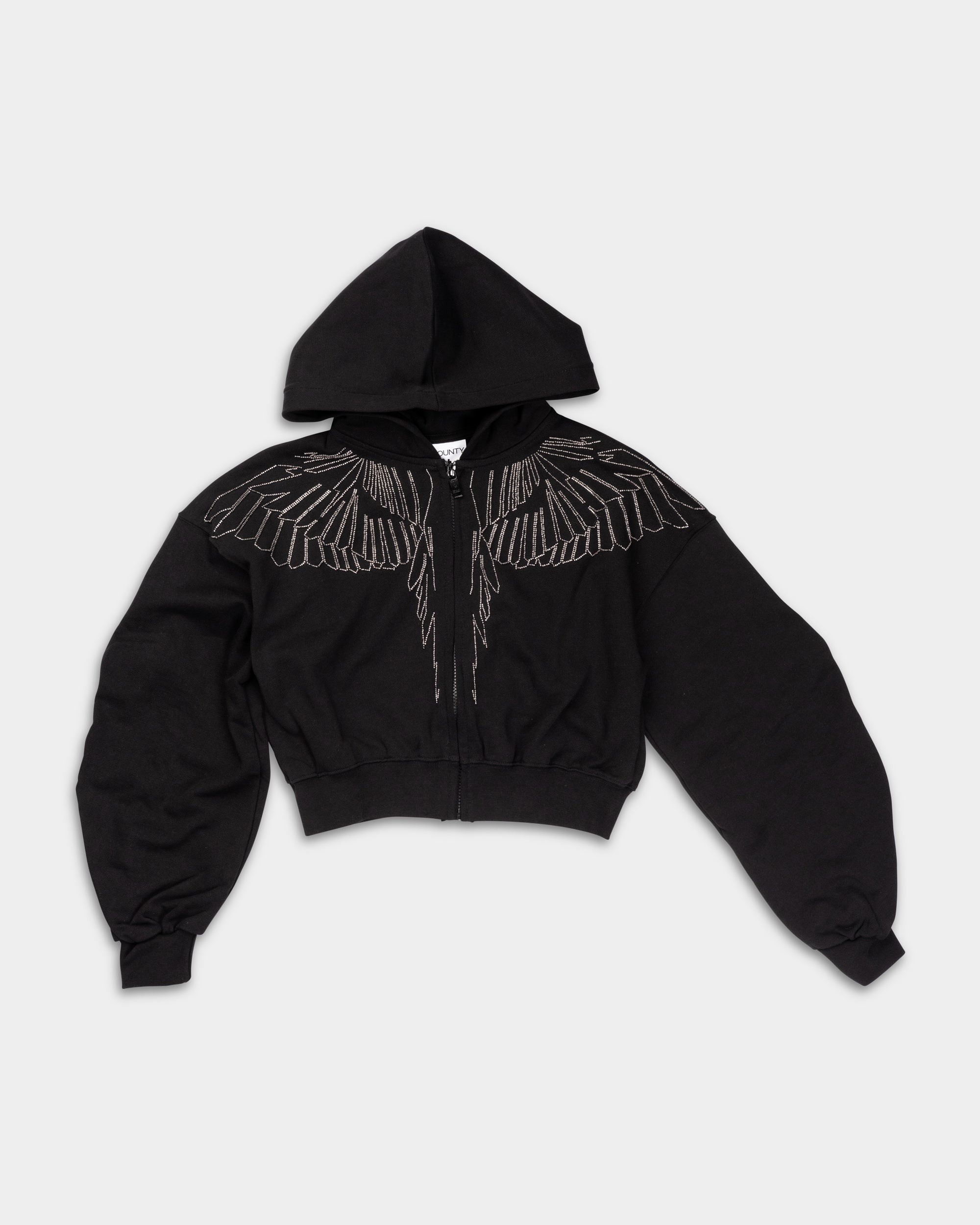 County of Milan Ladies Zip Cropped Hoodie | 26ECM30123-Black