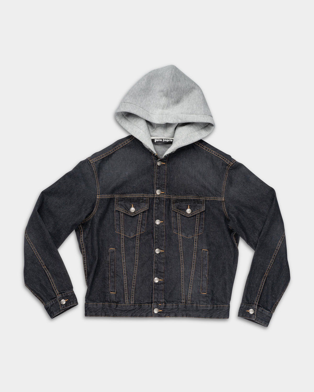 Palm Angels Mens VW Curved Logo Denim Jacket | PMYE05CS26DEN003-1308