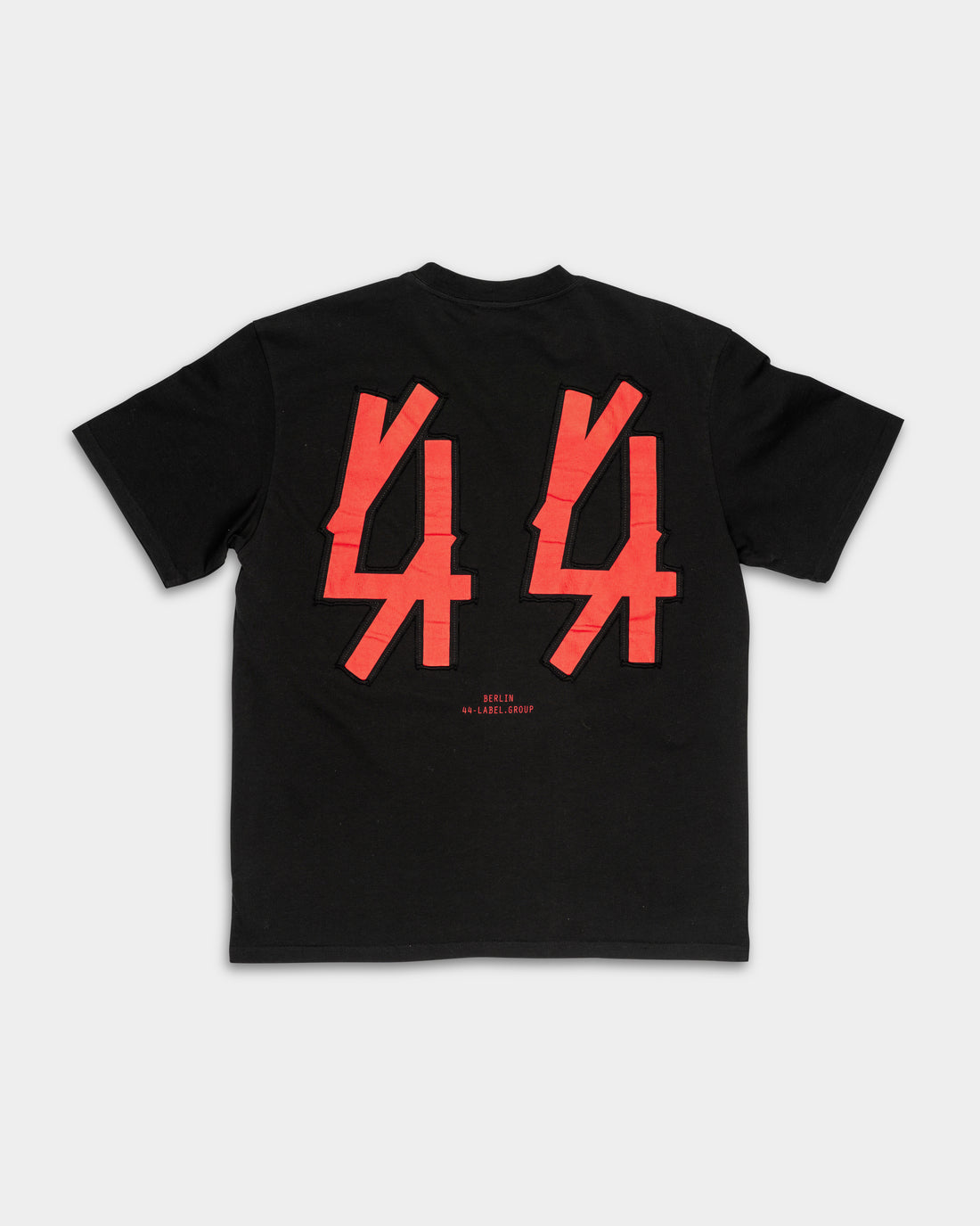 44 Label Group Men's Jersey Tee Black/44 Patched Solid Risk Red | FA706-P794
