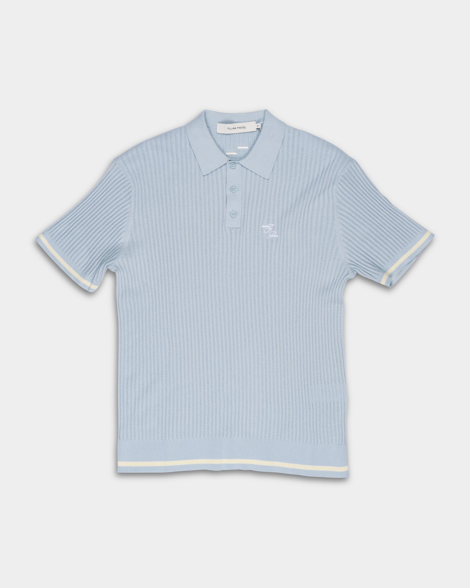 Filling Pieces Men's Fine Knit Polo Antique Skyway | 412670500302-294