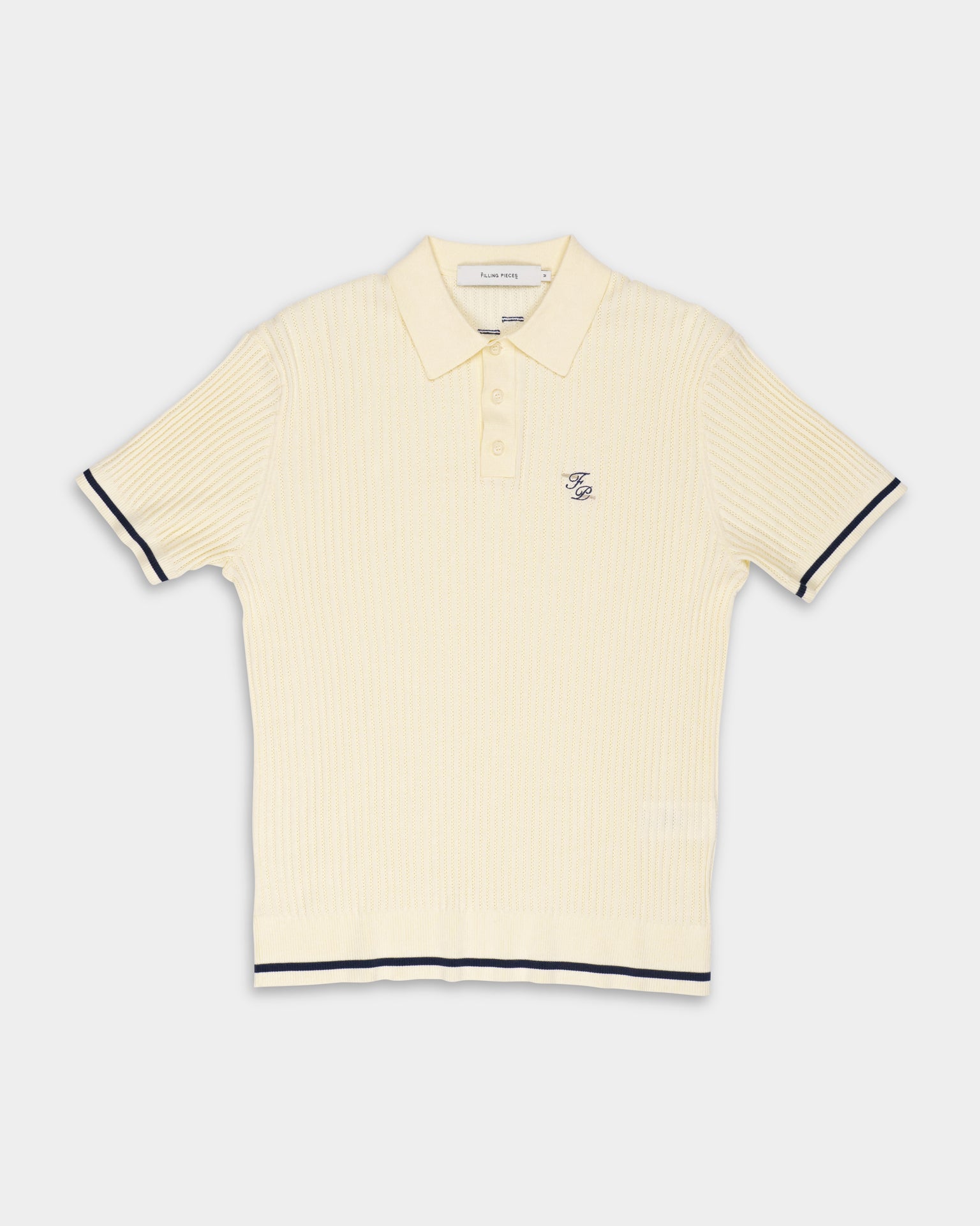 FillingPieces Men's Fine Knit Polo Antique White | 412670500302-214
