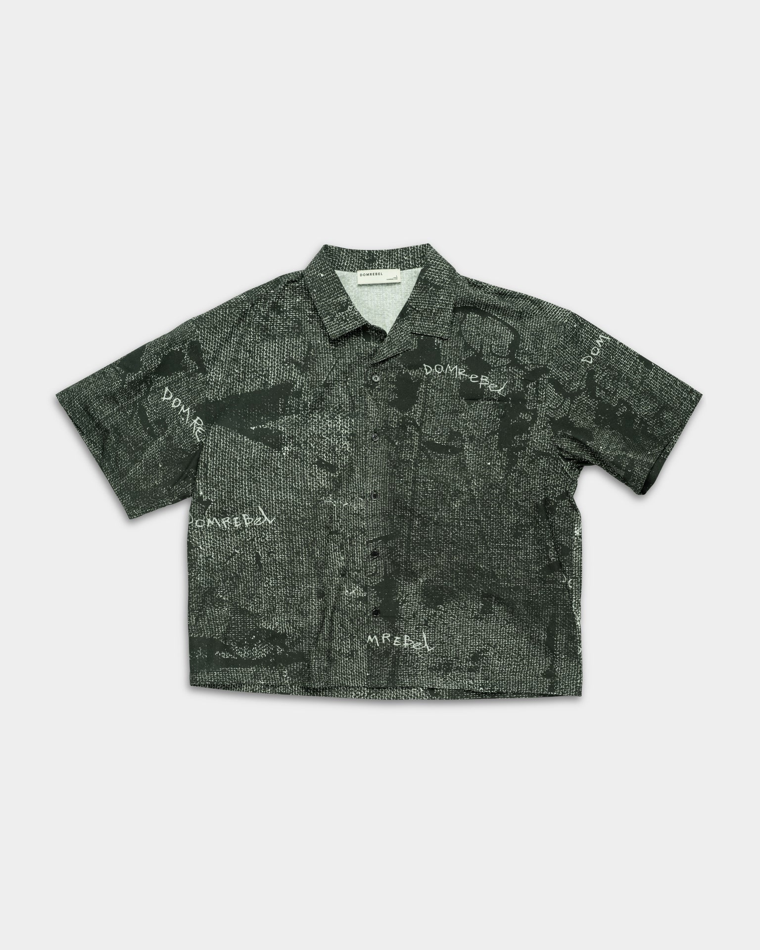 Dom Rebel Men's Painted Camp Collar Shirt| Black