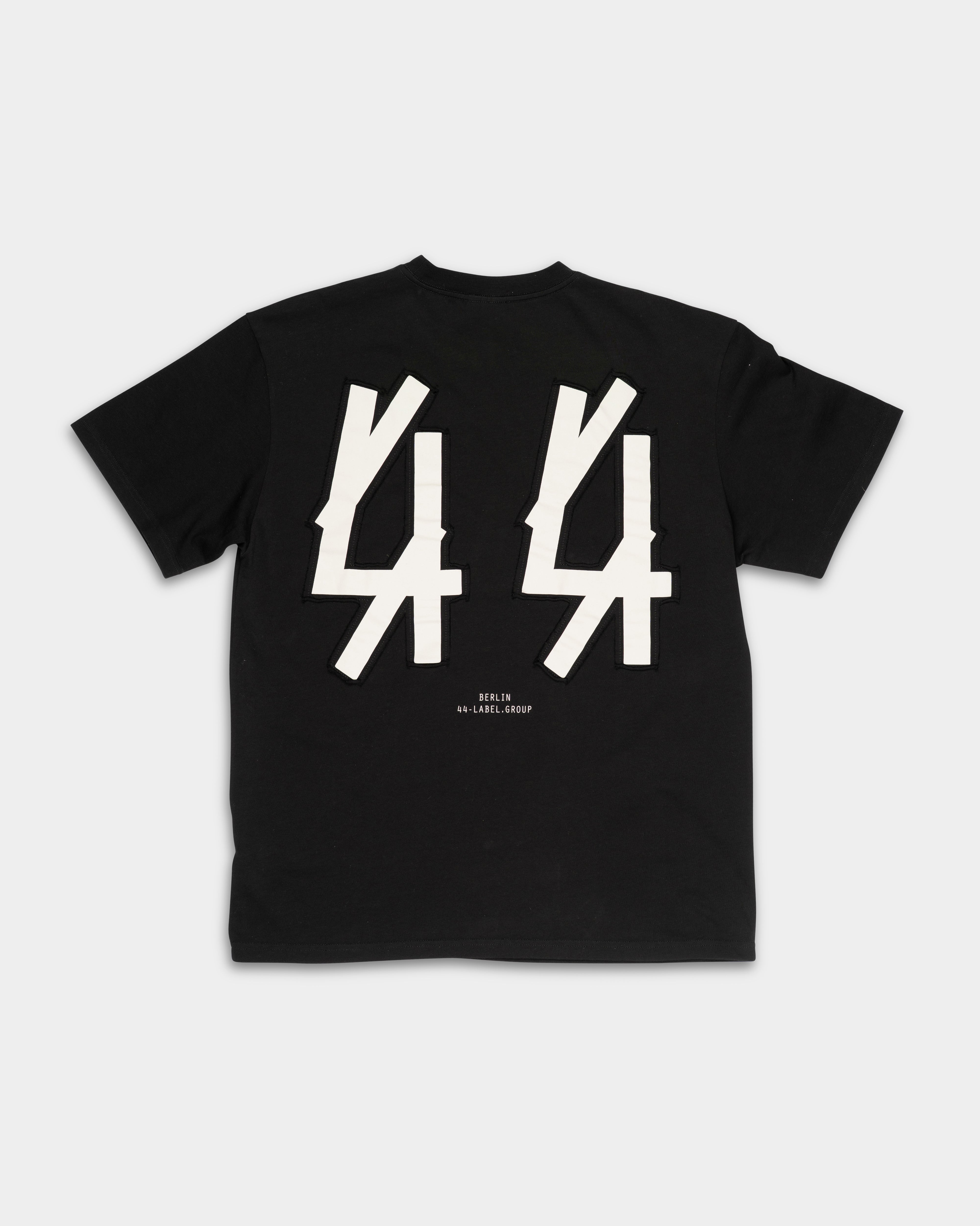 44 Label Group Men's Jersey Tee Black/44 Patched Solid Risk Red | FA706-P794