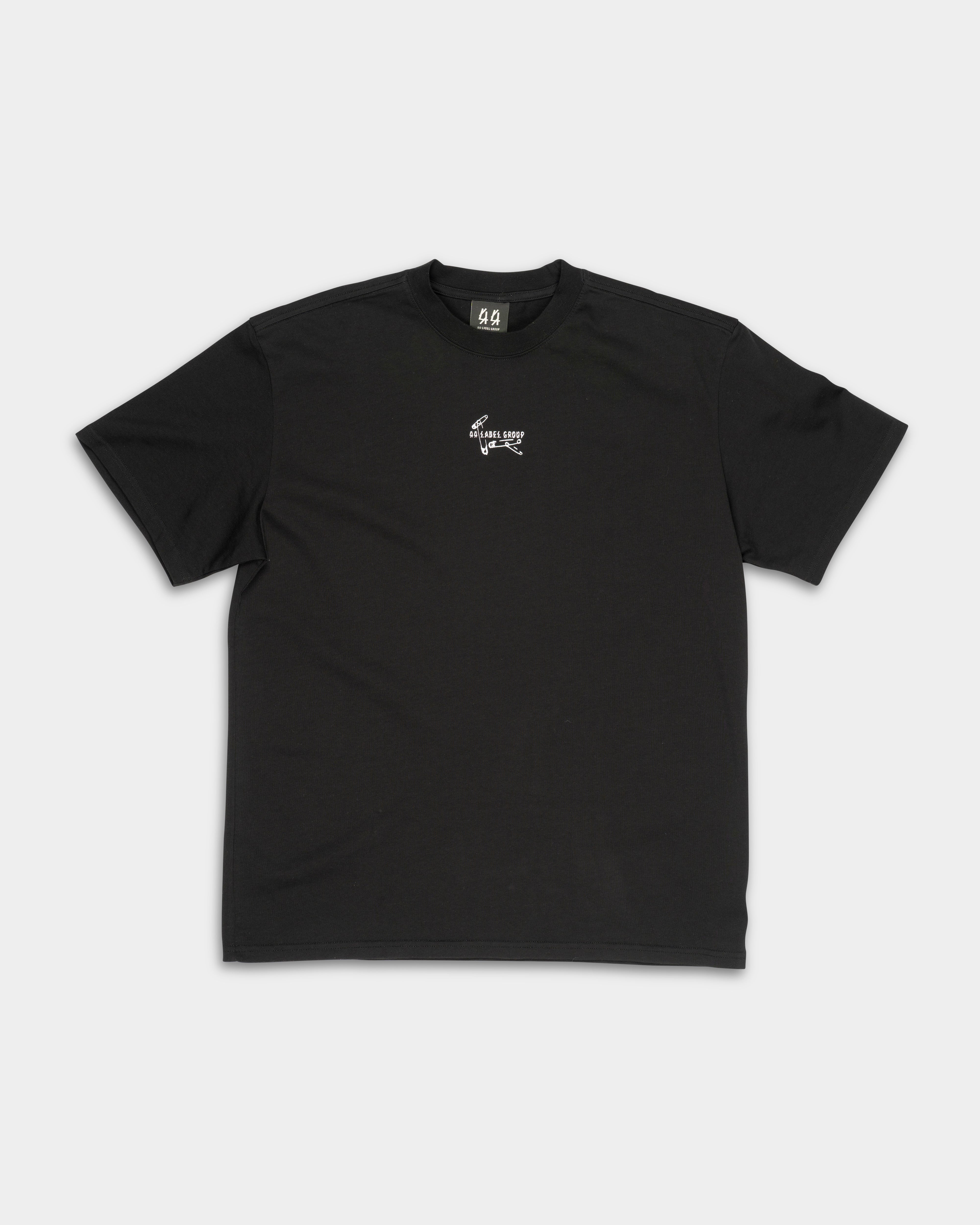 44 Label Group Men's Jersey Tee Black/Pins Dirty White | FA706-P783