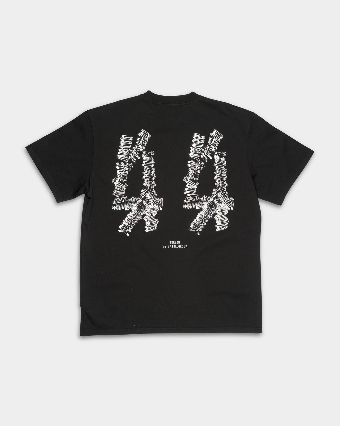 44 Label Group Men's Jersey Tee Black/Pins Dirty White | FA706-P783