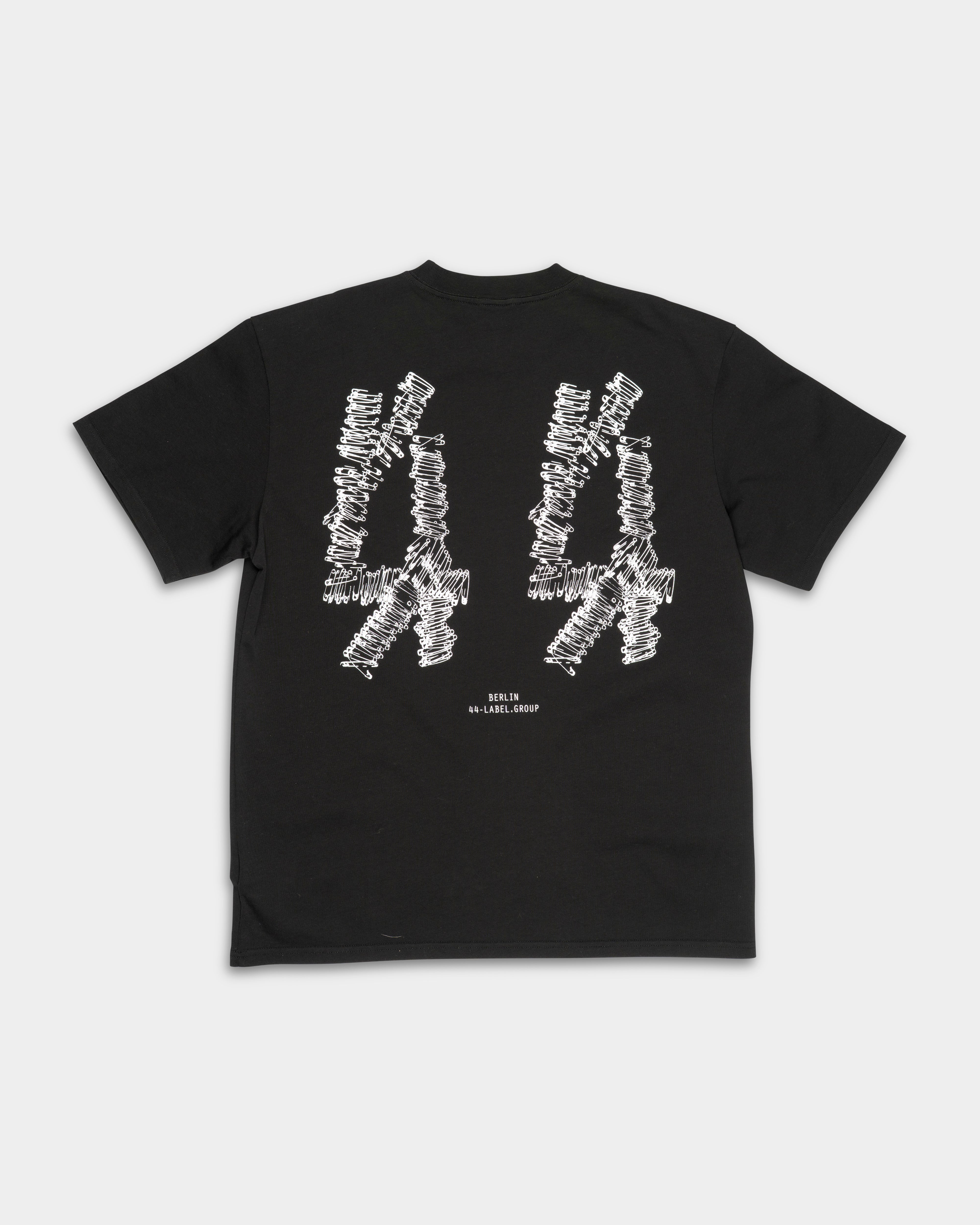 44 Label Group Men's Jersey Tee Black/Pins Dirty White | FA706-P783