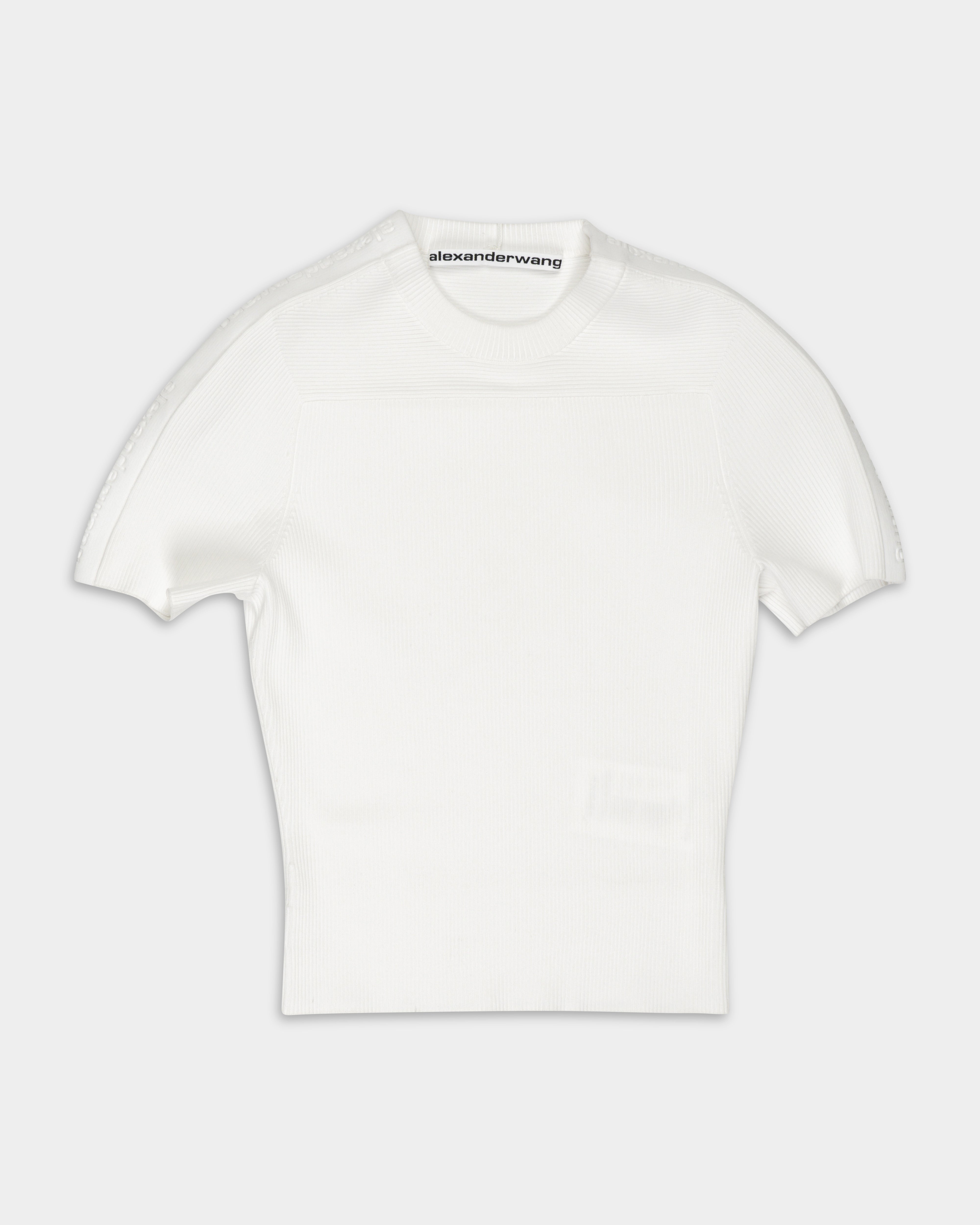 Alexander Wang SS Tee w/Emboss Logo Track Stripe Optic White | 1KC2261083-144