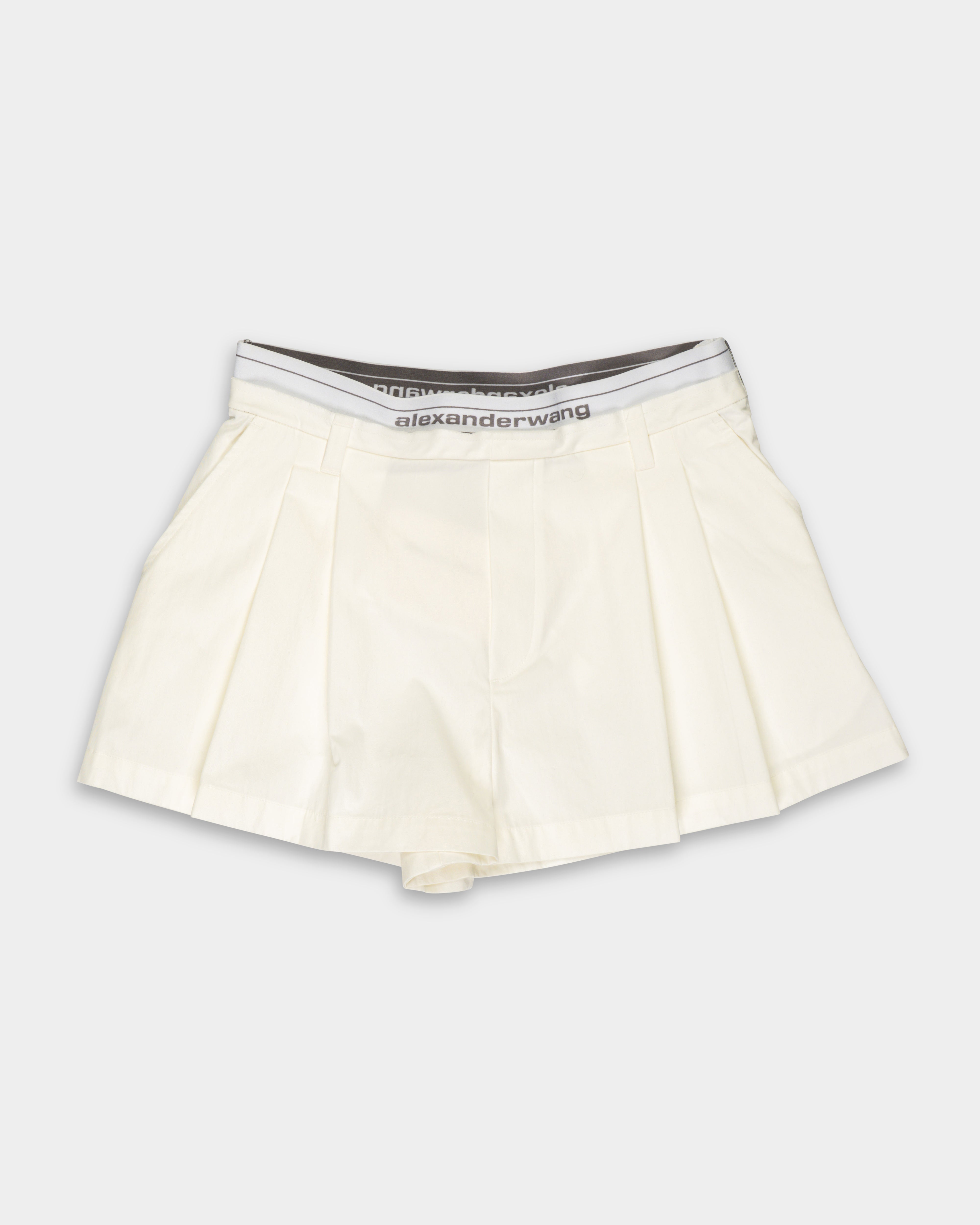 Alexander Wang High Rise Short w/Logo Elastic Paper White | 1WC3264042-146