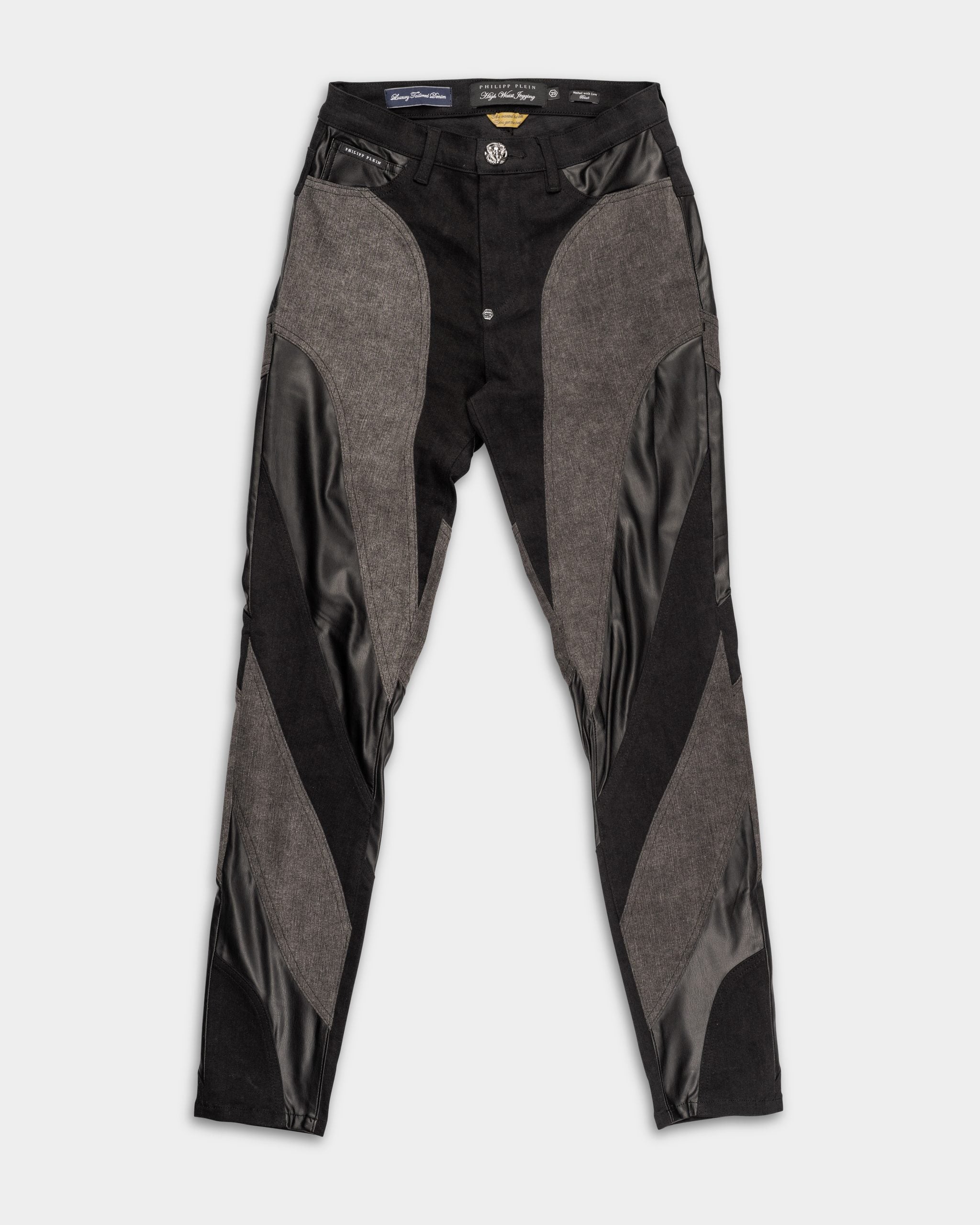 Philipp Plein Women's Multicutting High Waist Denim Trousers Jegging Fit Black WDT2652 PDE004N 02