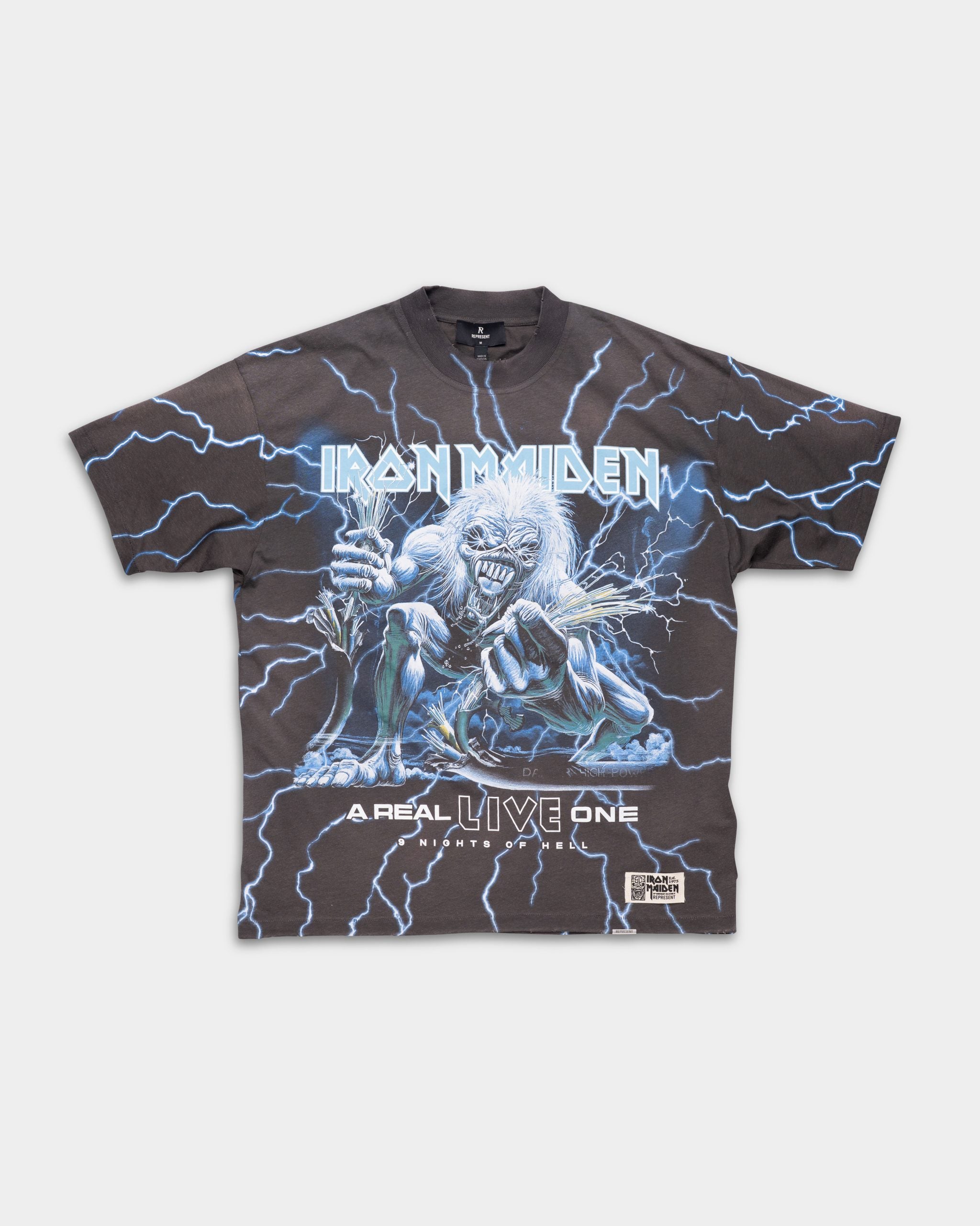 Represent Men's Iron Maiden x A Real Live One T Shirt | MLM100587-17-Stained Brown