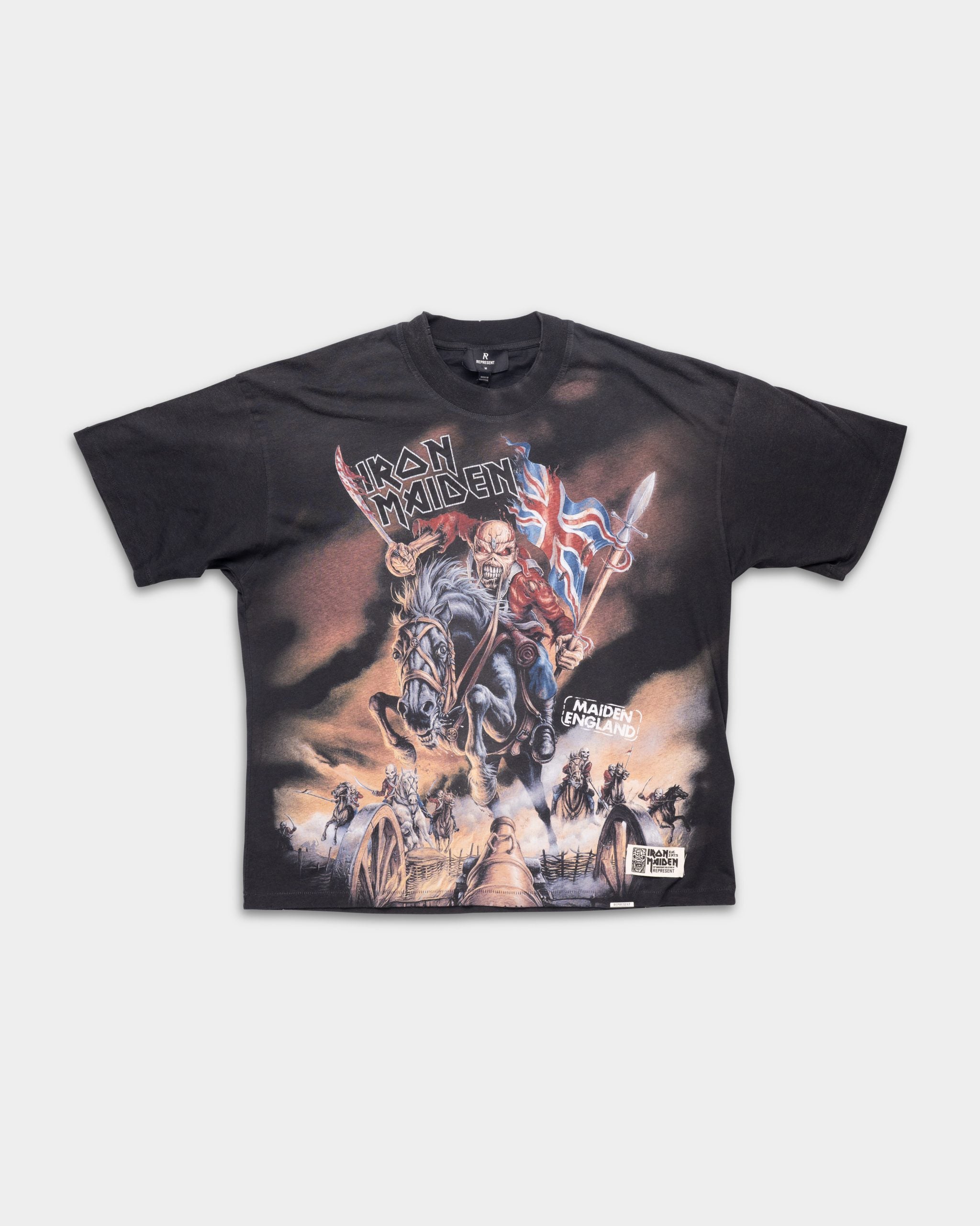 Represent Men's Iron Maiden x Steed T Shirt | MLM100581-04-Srained Black