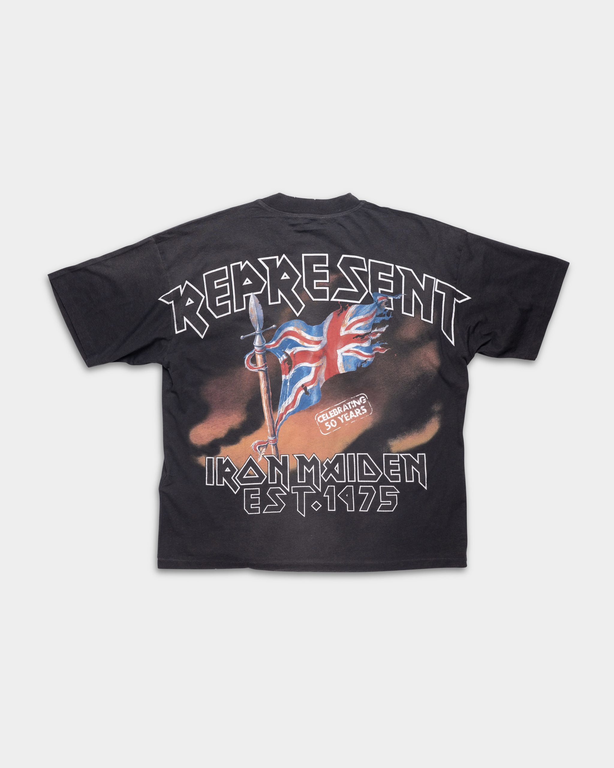 Represent Men's Iron Maiden x Steed T Shirt | MLM100581-04-Srained Black