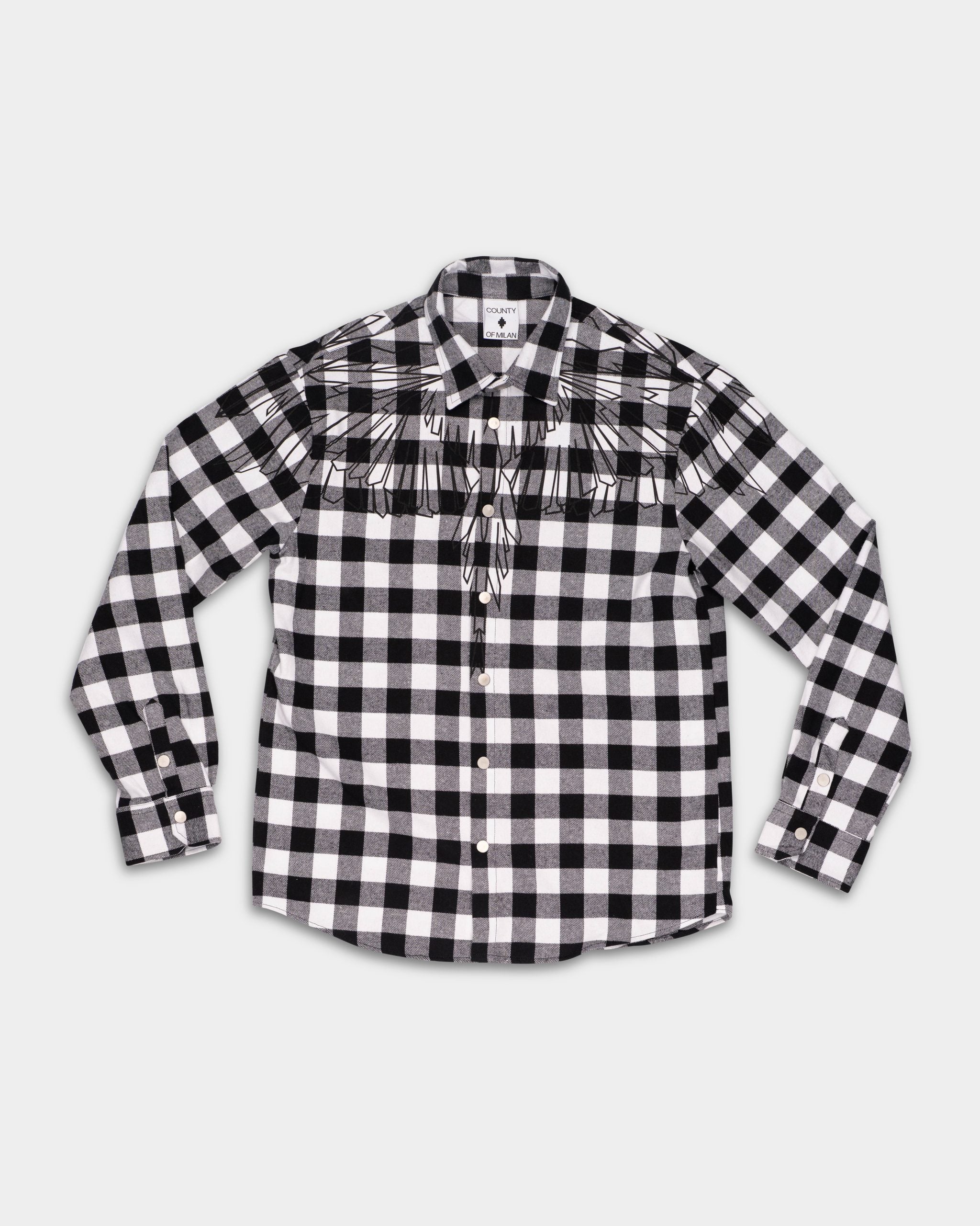 County Of Milan Men's Flanel Shirt Off White/Black |F5CAMAS1032-002/13