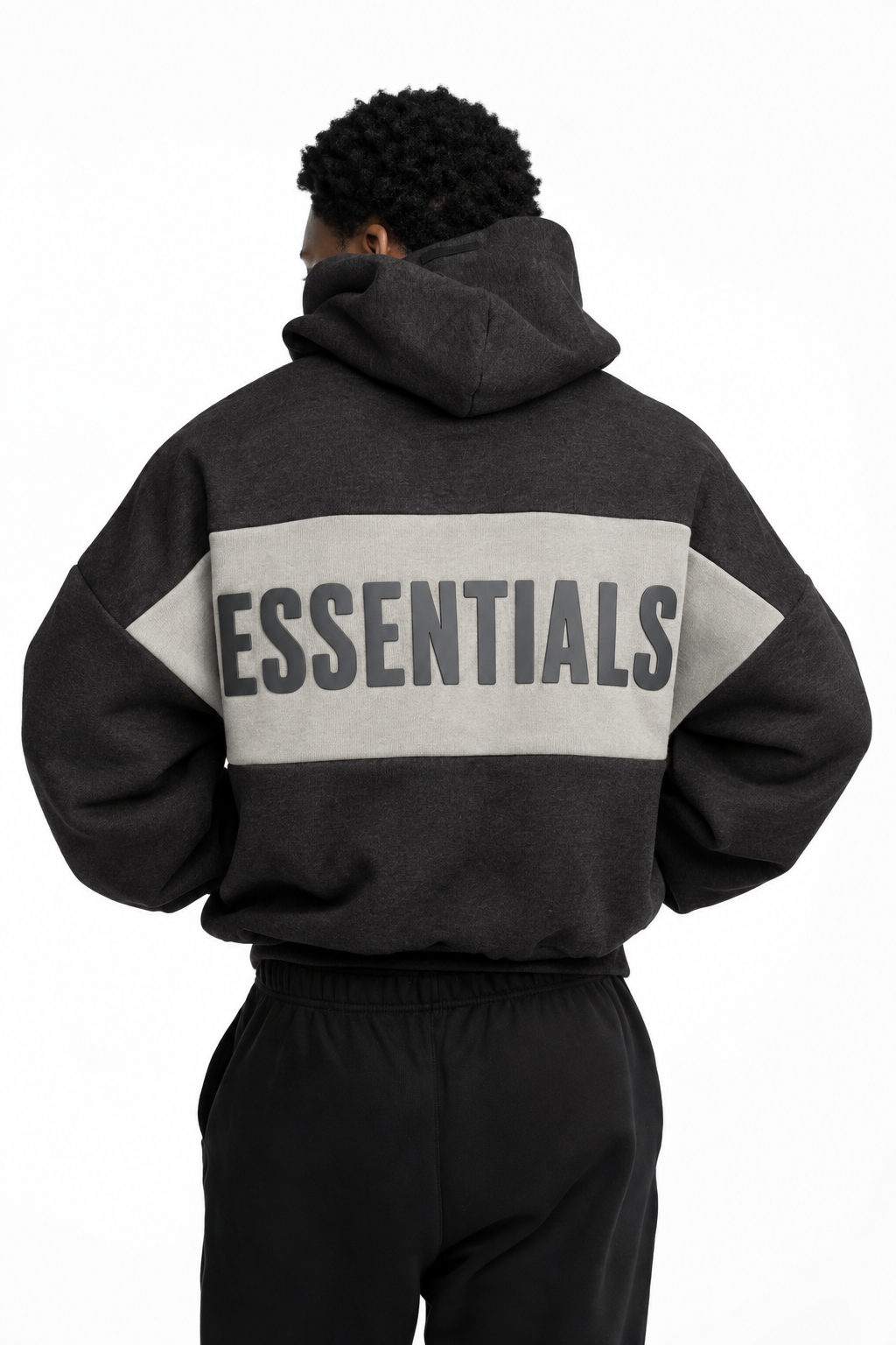 Essentials Fear Of God Men's Cropped Relaxed Hoodie | RW002830120-Iron Grey Heather/Seal Heather