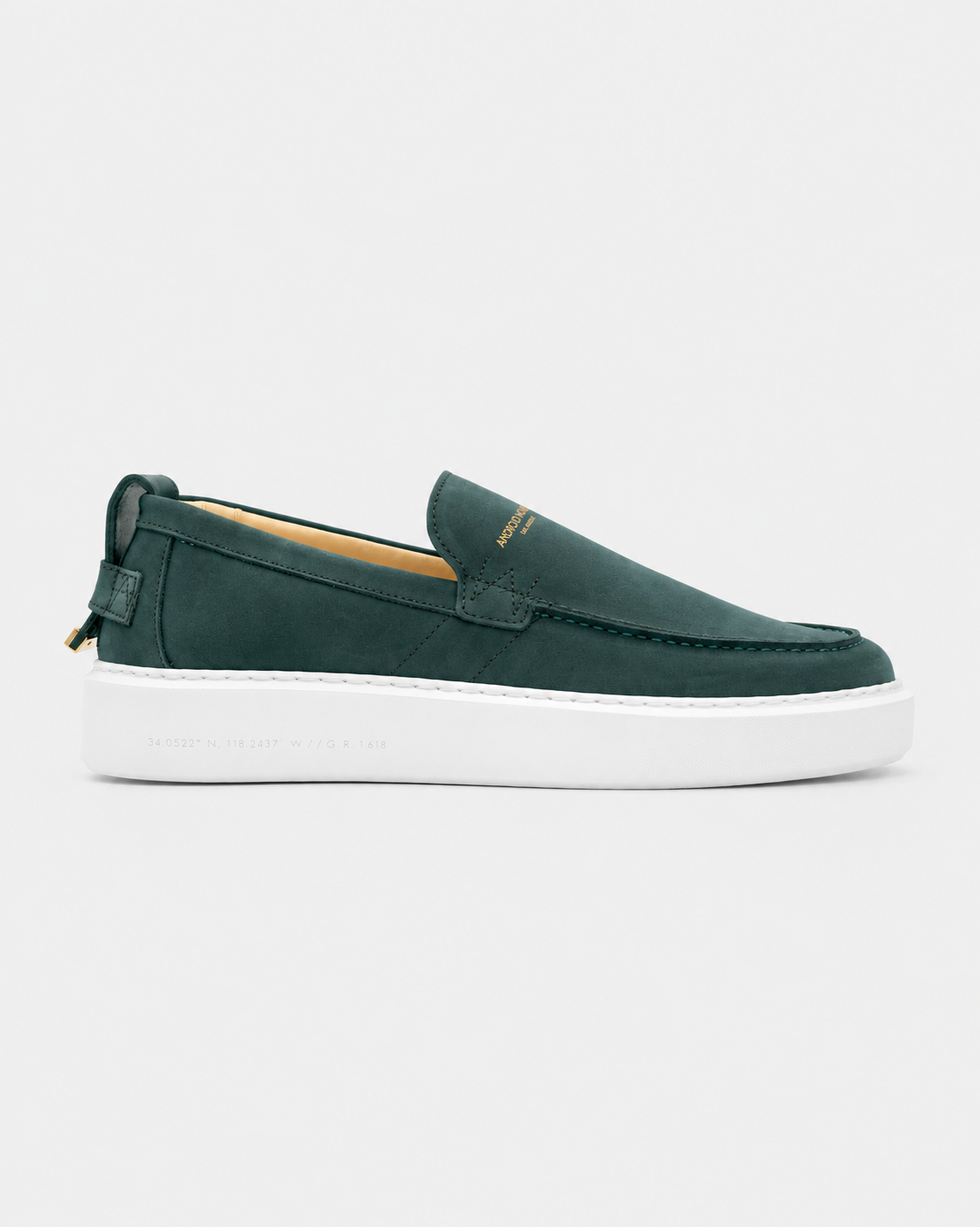 Android Homme Men's Oversized Loafer Nubuck & Hardware Detail Logo Green | AHP263-47