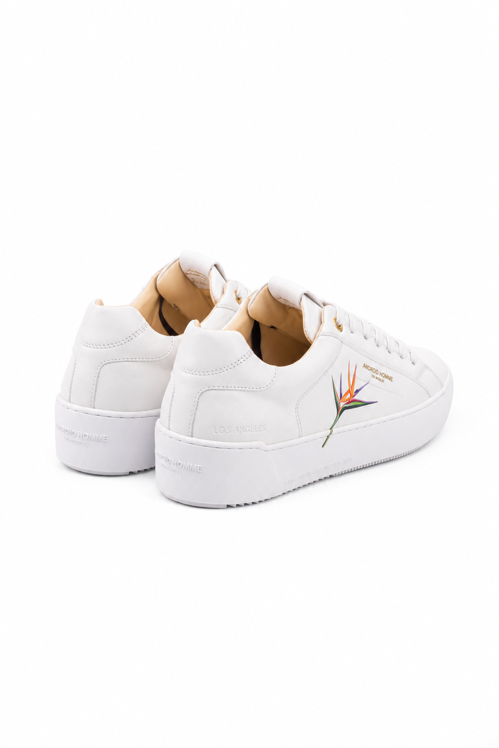 Android Homme Men's Venice Bird of Paradise Print Leather Sneaker White | AHP261-46