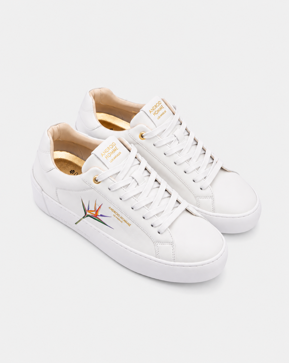 Android Homme Men's Venice Bird of Paradise Print Leather Sneaker White | AHP261-46