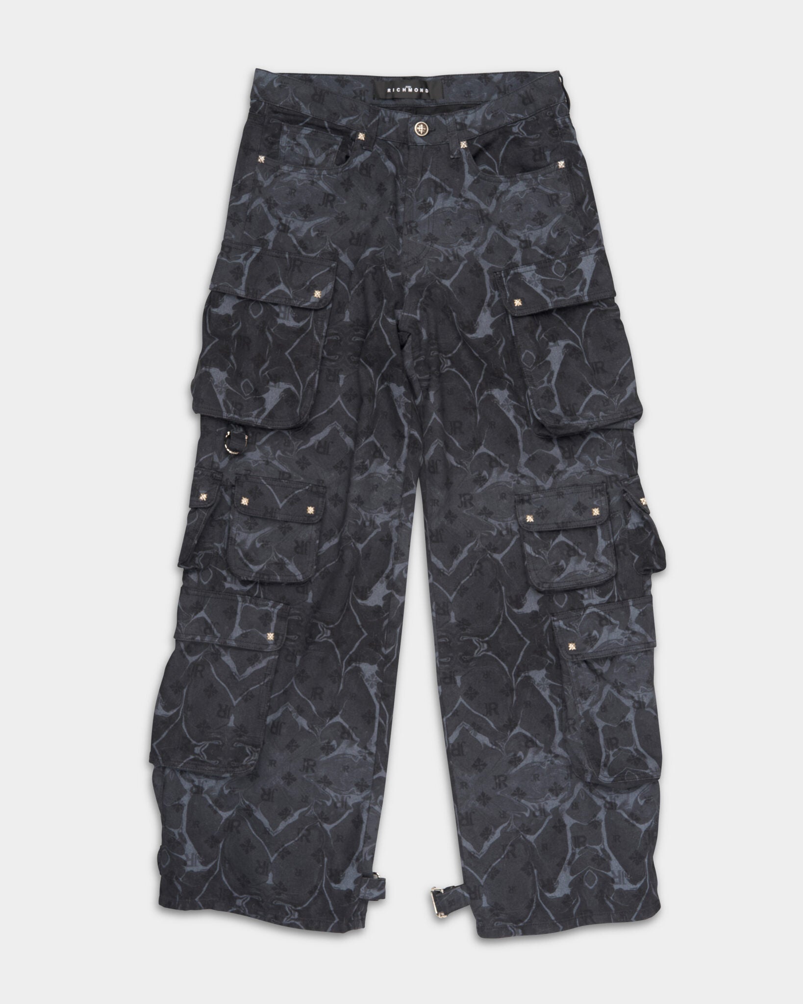 John Richmond Men's Cargo Pants Wader RMA24324PAI5 Black/Wht