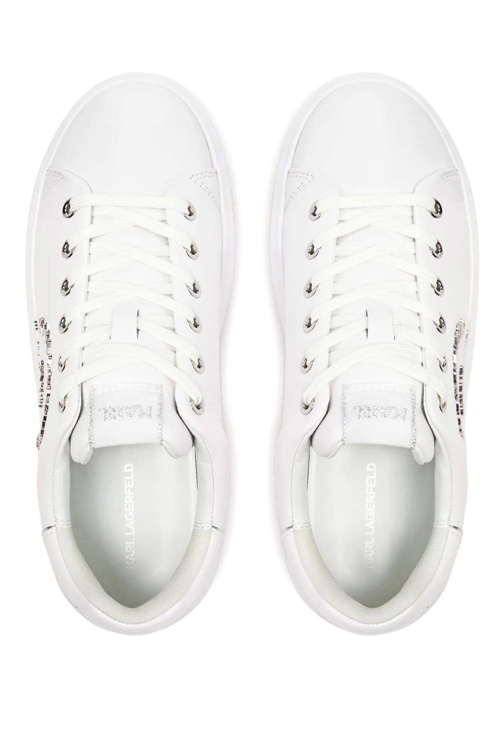 (Core) Karl Lagerfeld Ladies Kapri Metal Maison Lo White Lthr w/Silver | KL62539K-01S