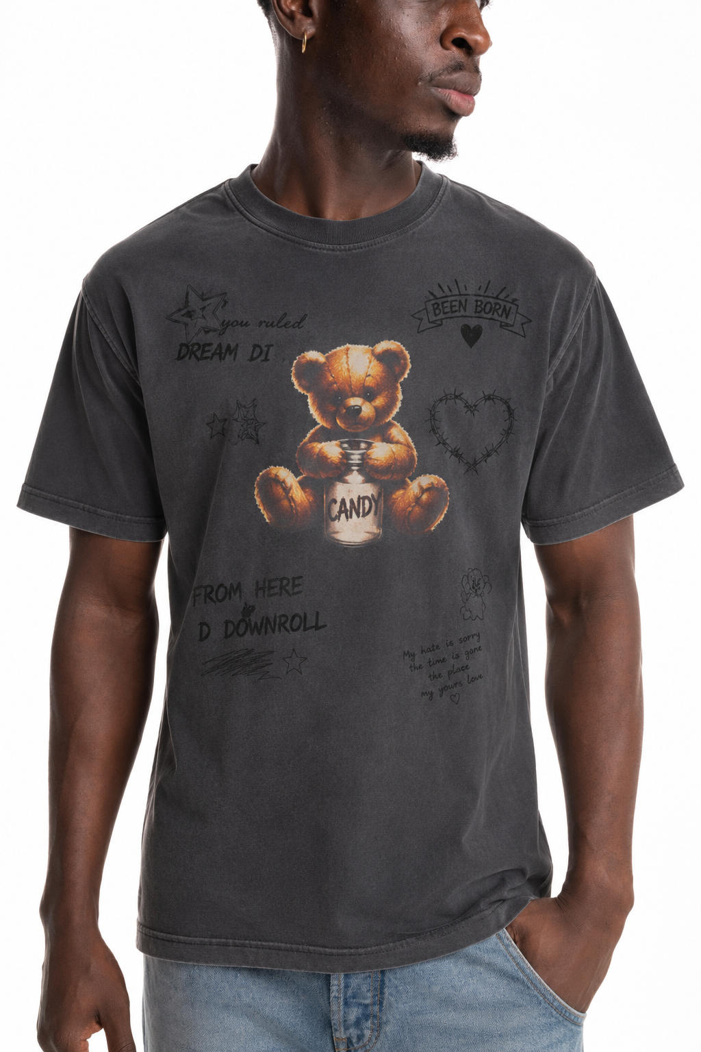 Dom Rebel Men's Treats T Shirt | Faded Black