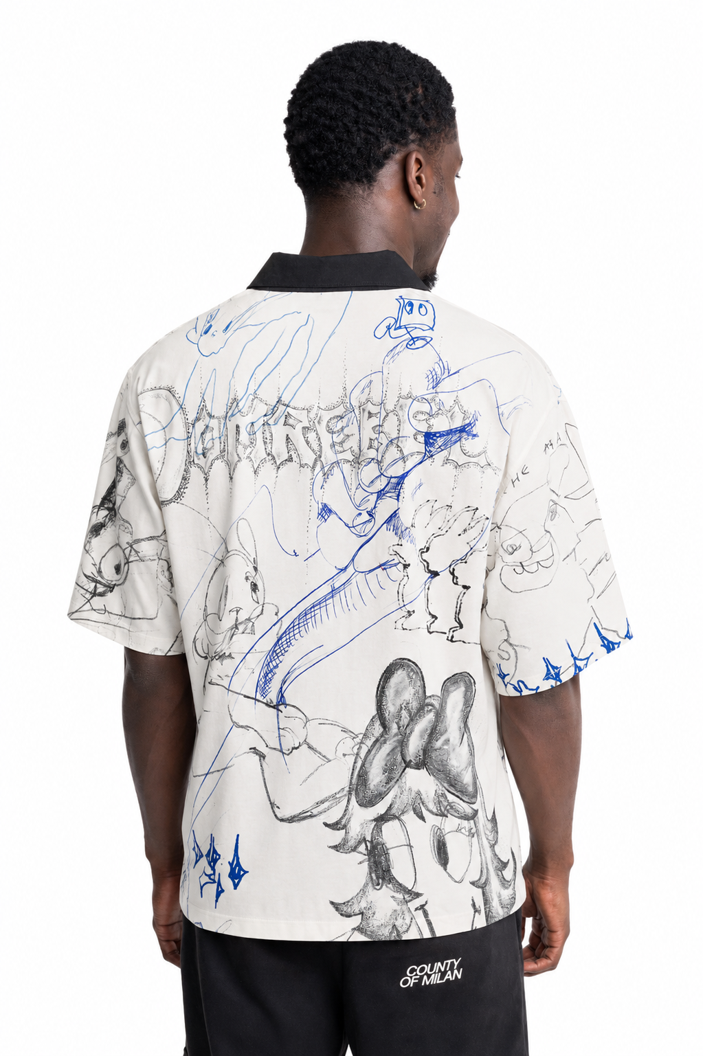 Dom Rebel Men's Sketchbook Camp Collar T Shirt | Off White