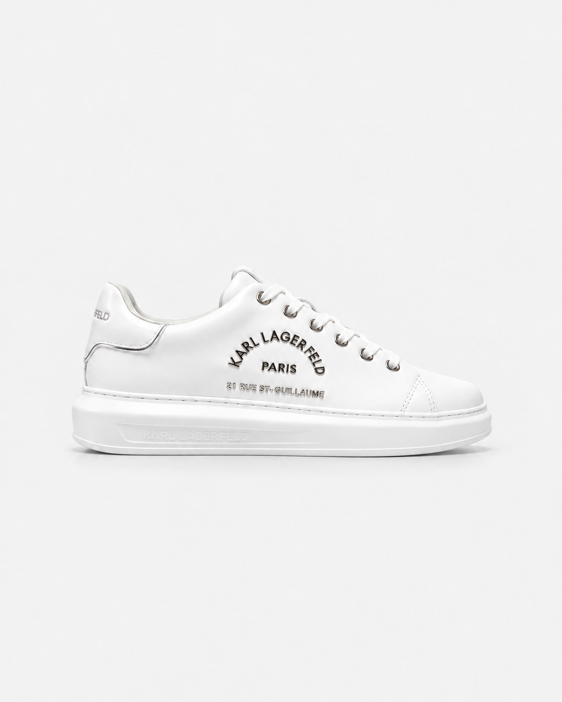 (Core) Karl Lagerfeld Ladies Kapri Metal Maison Lo White Lthr w/Silver | KL62539K-01S