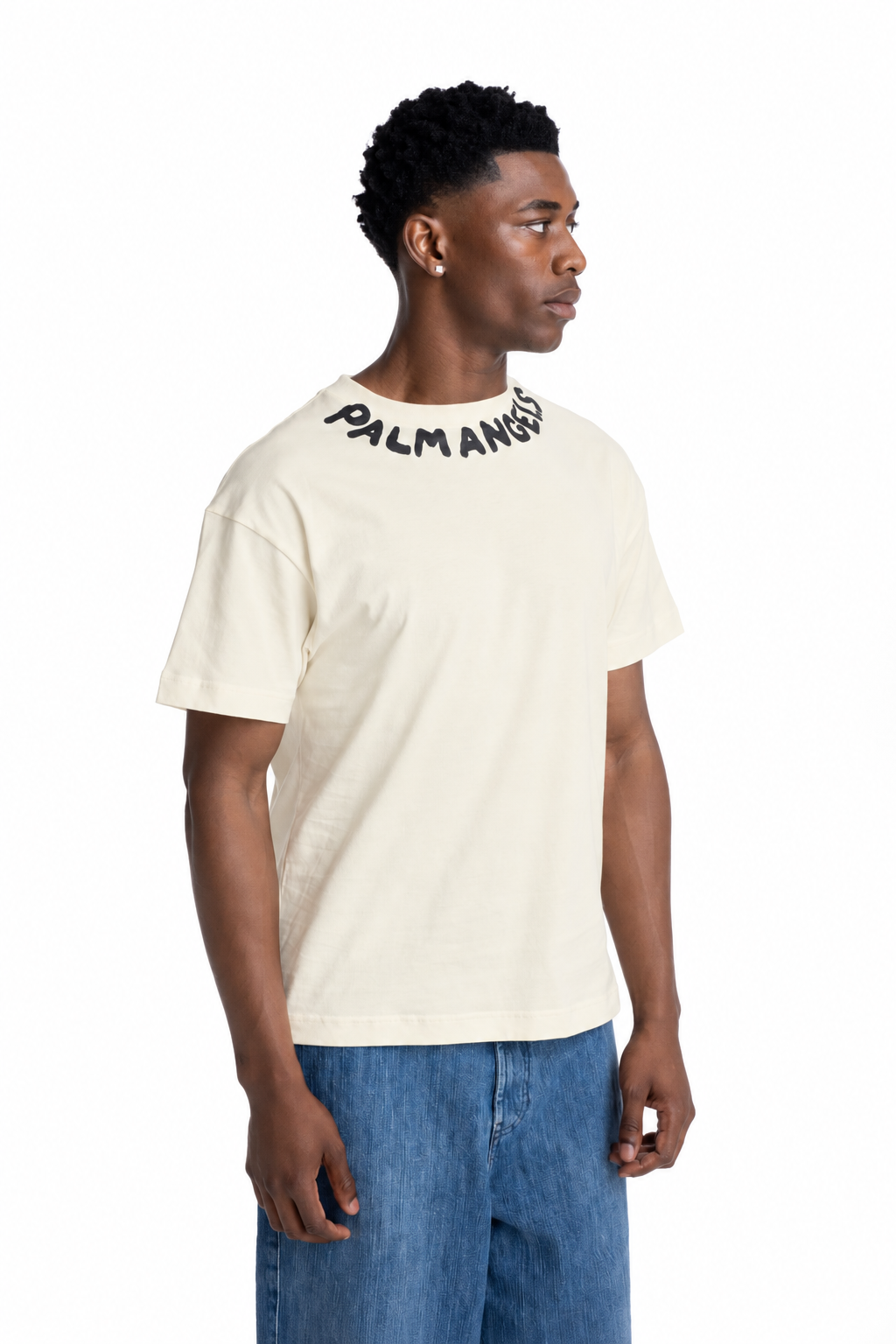 Palm Angels Men's Neck Logo Miami T Shirt | PMAAT01J99ZD-0L10