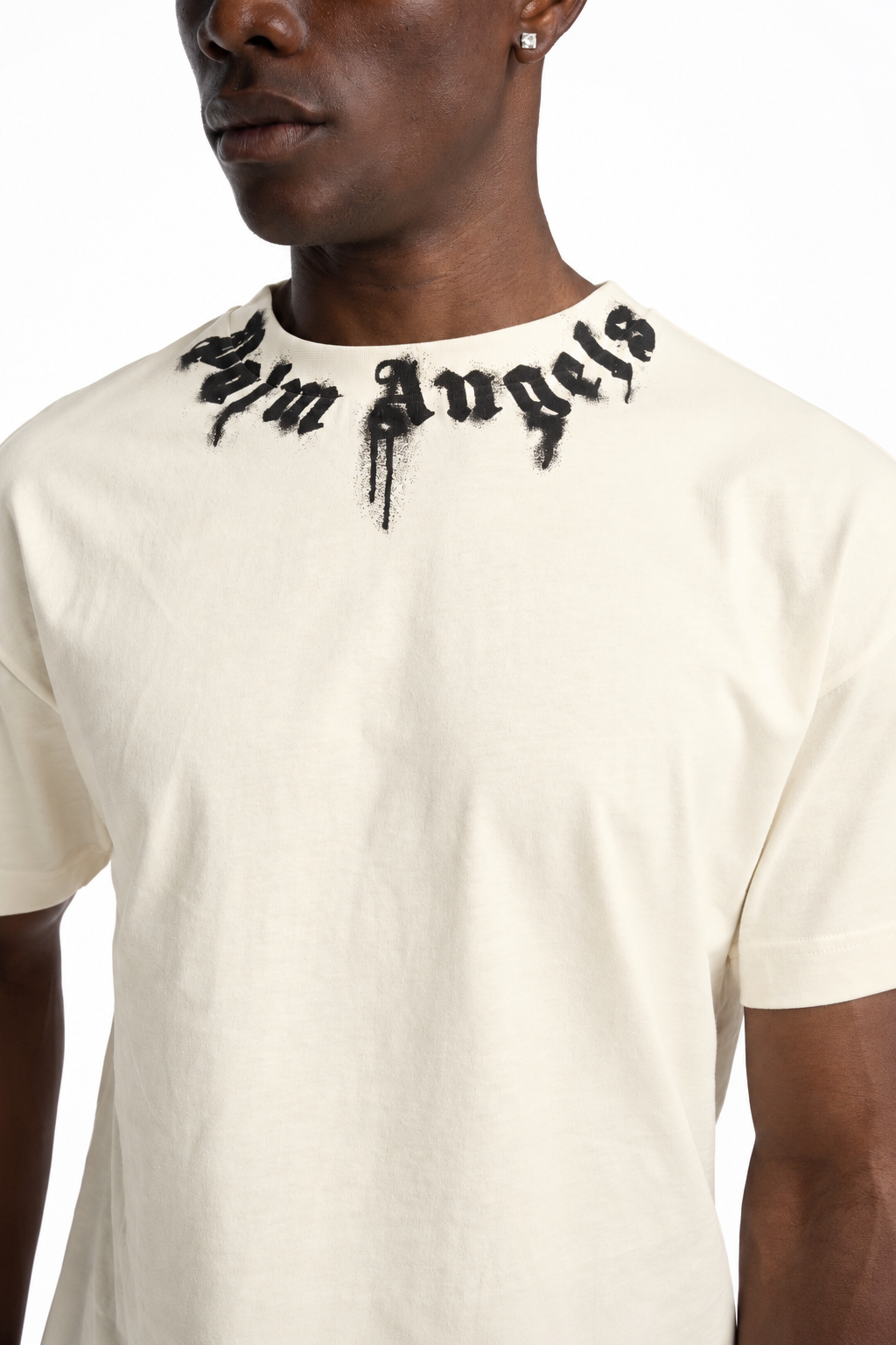 Palm Angels Men's Neck Logo Dripped T Shirt | PMAAT01J99ZC-0110
