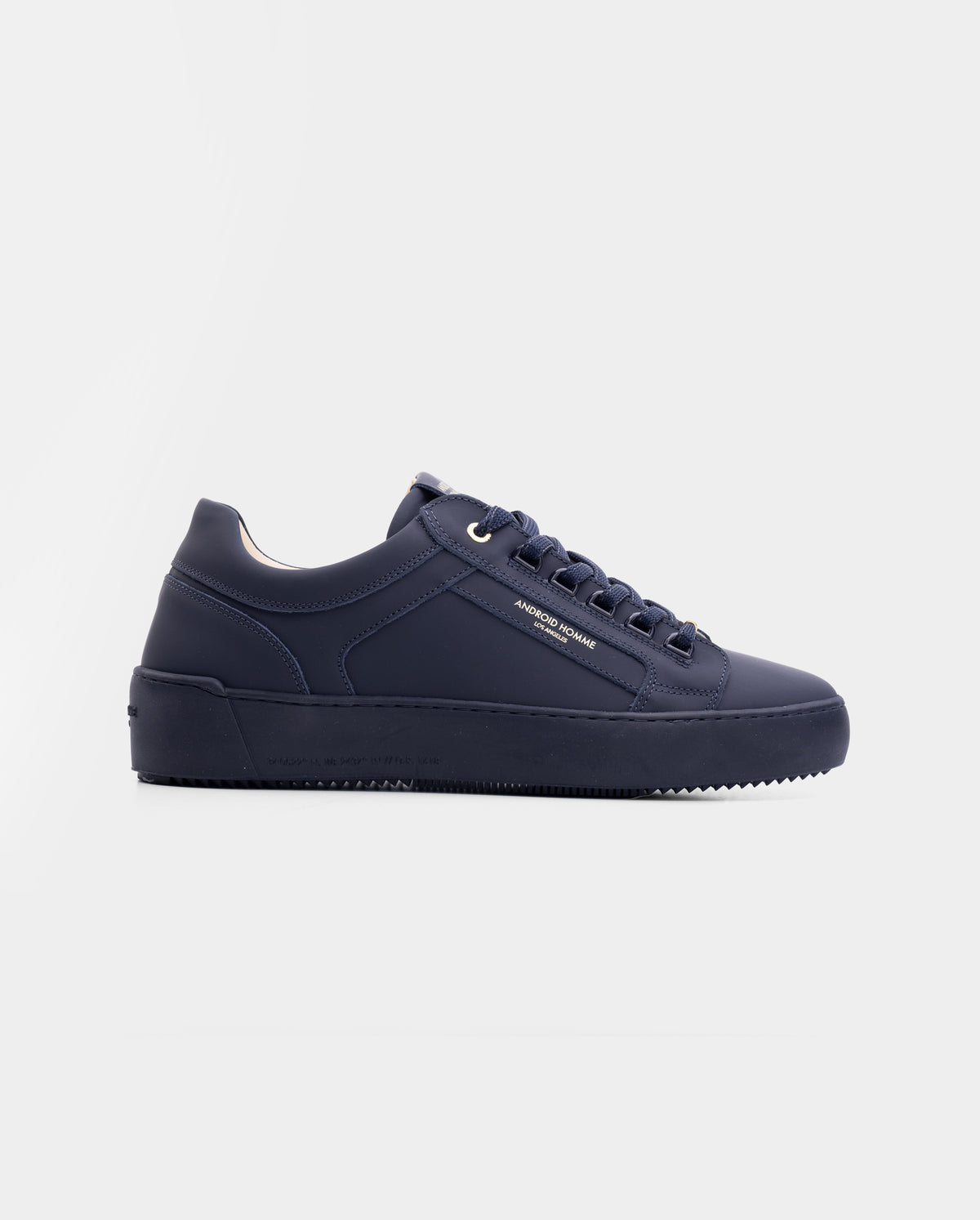 Android Homme Men's Venice Stealth Rubberised Leather Sneaker Gold Hardware Ink | AHP263-08