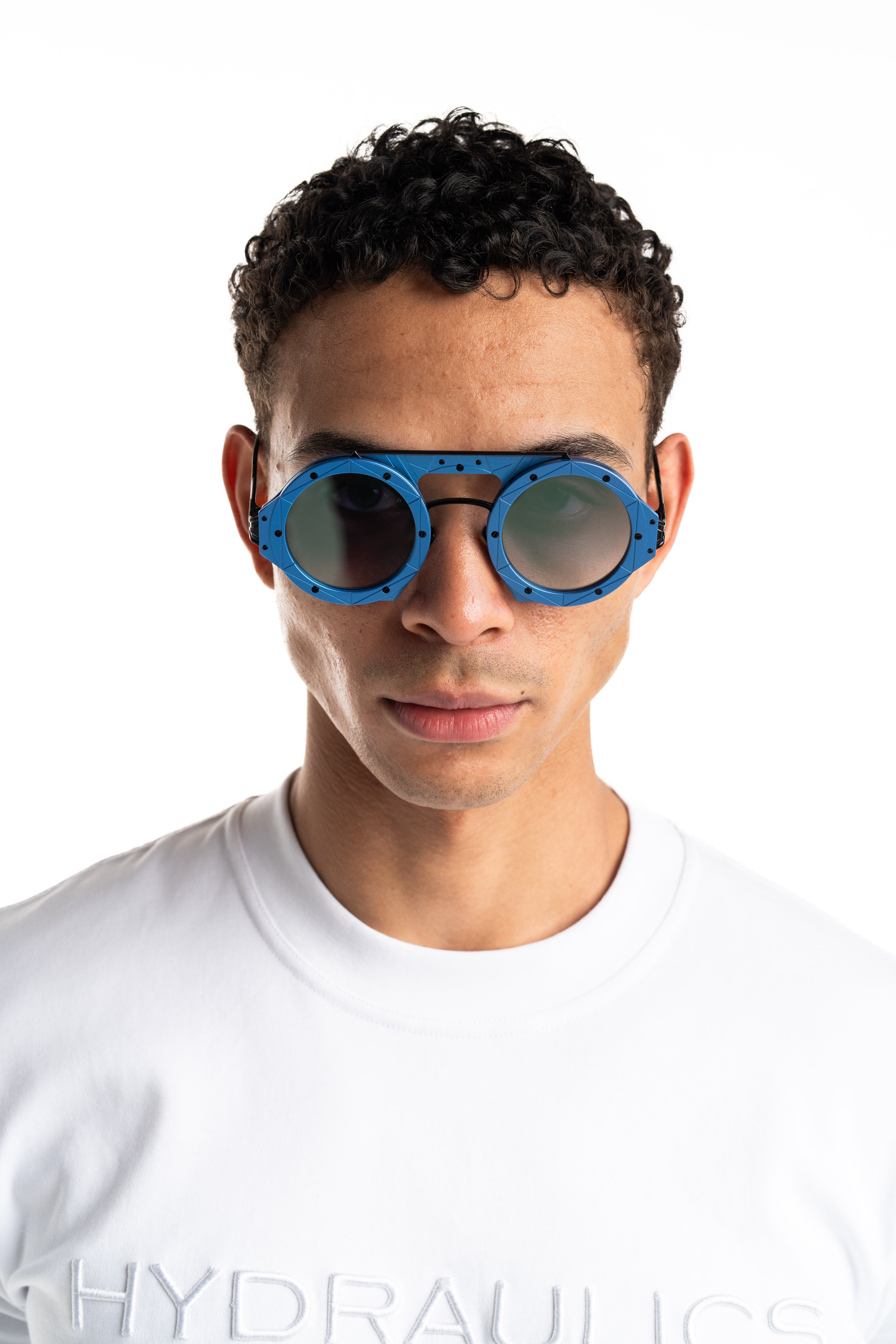 Vysen Eyewear Shiny Black & Shiny Electic Blue Frame & Blue Mirror Gradient Lenses AS-4