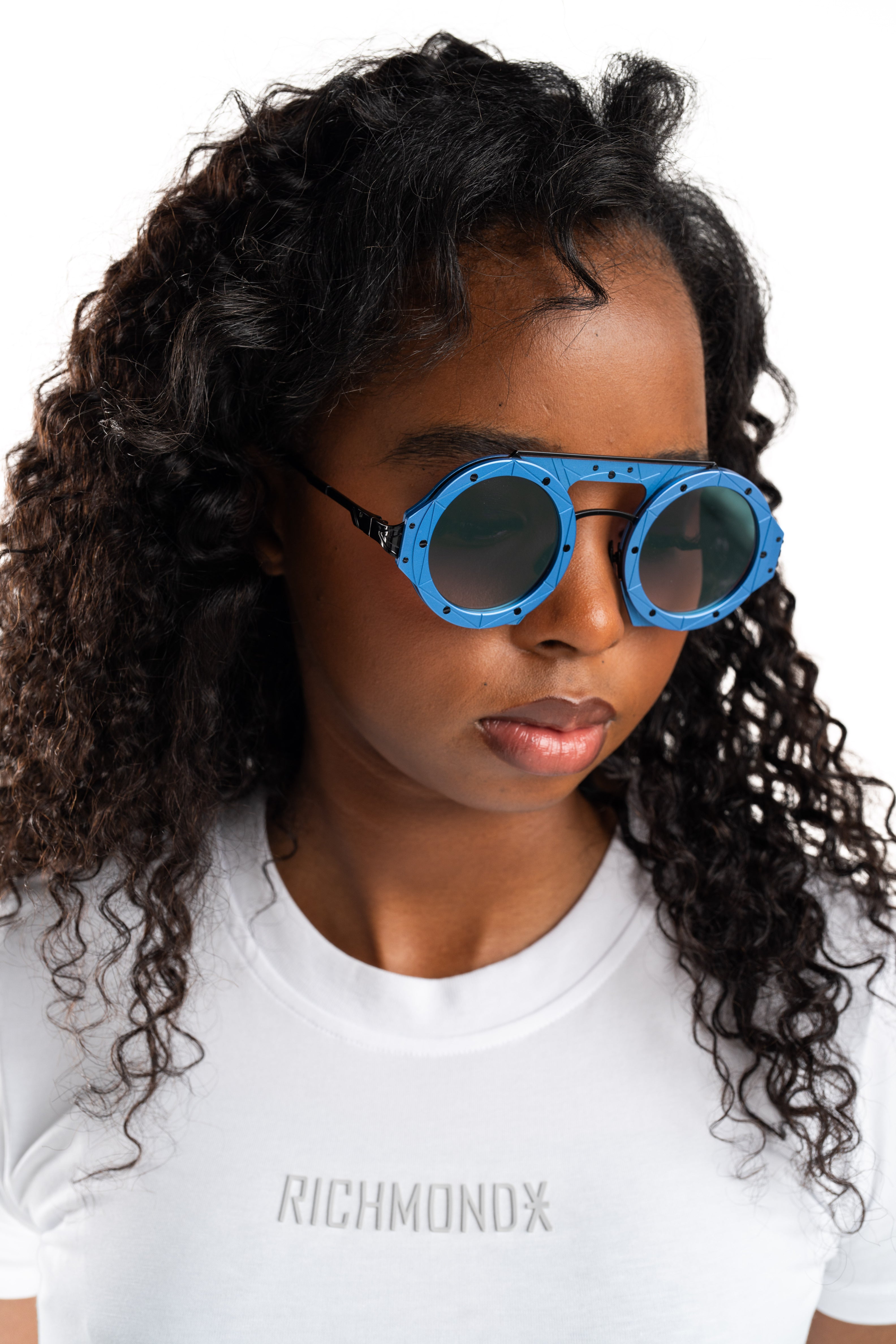 Vysen Eyewear Shiny Black & Shiny Electic Blue Frame & Blue Mirror Gradient Lenses AS-4