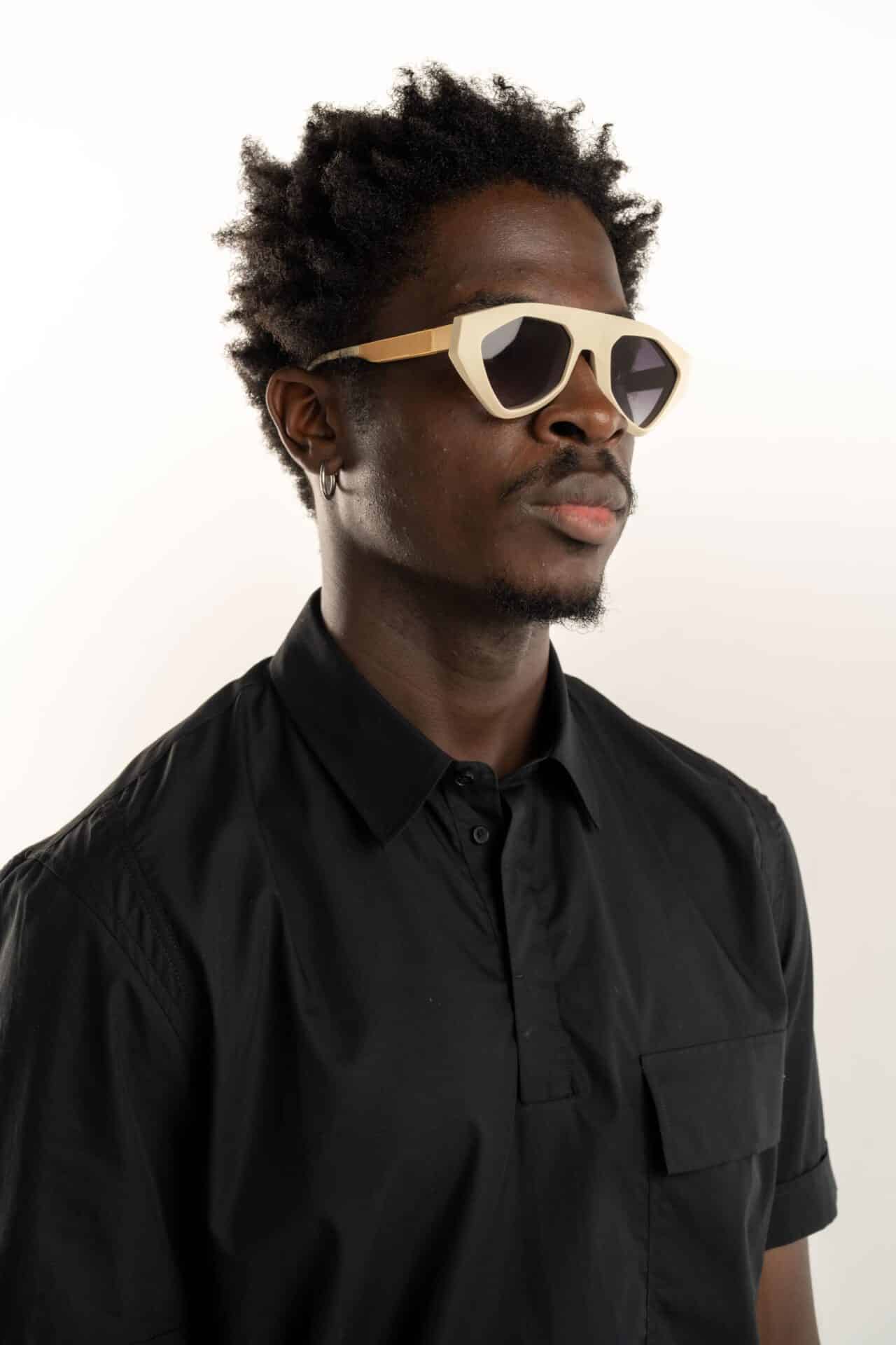 Vysen Eyewear Acetate Off White Bone Matte Frame and Gold Matte Template SH-5