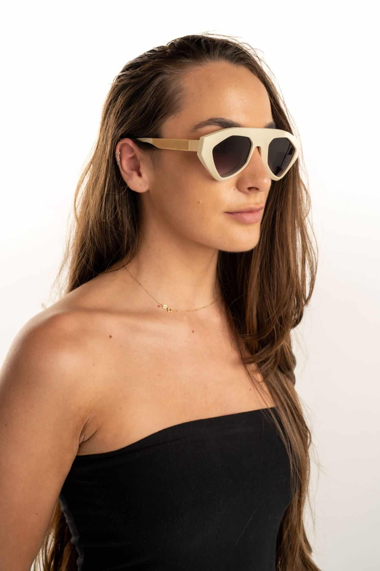 Vysen Eyewear Acetate Off White Bone Matte Frame and Gold Matte Template SH-5