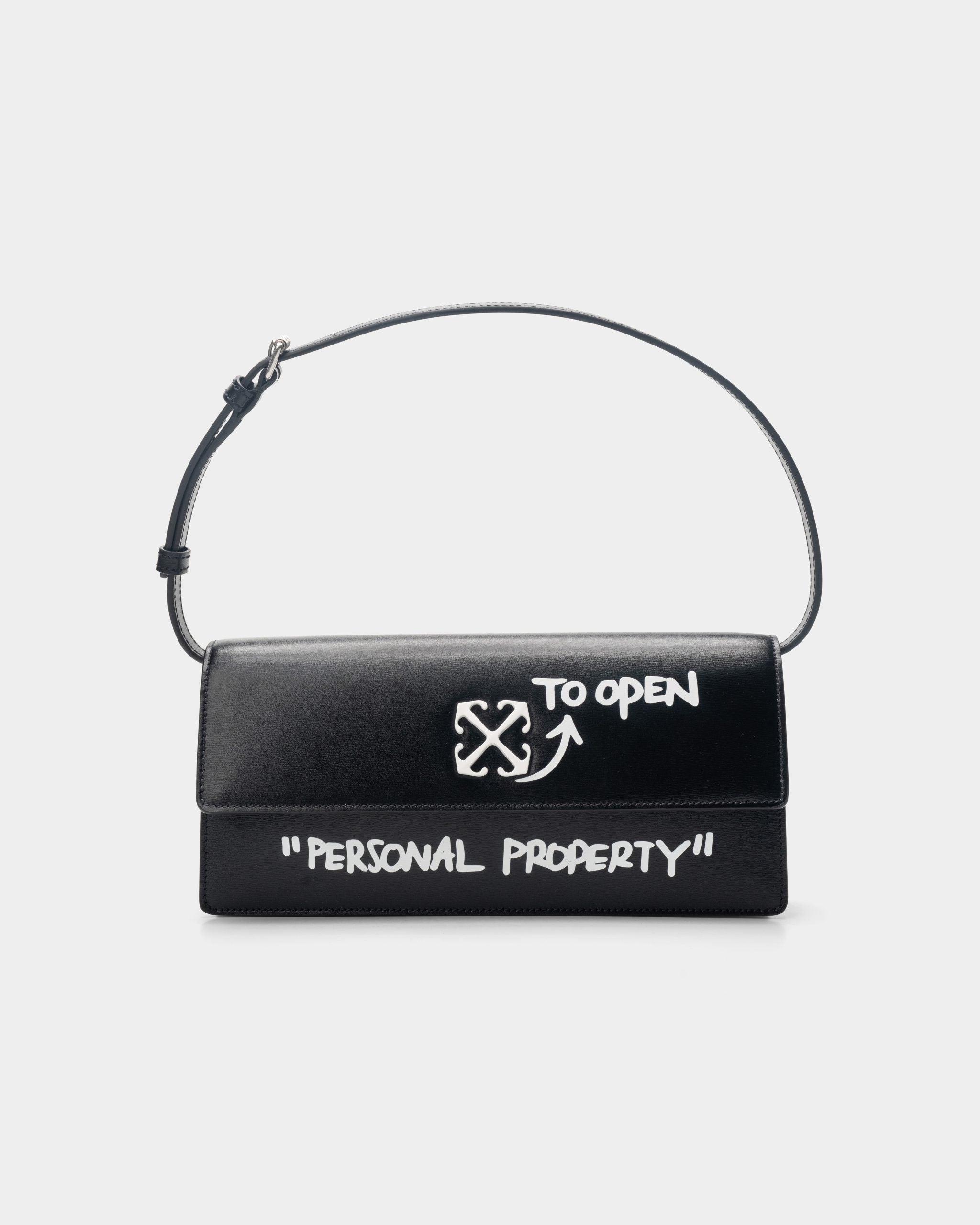 Off White Jitney 1.0 Shoulder Quote Black/White Bag | OWNN172C99-LEA002-1001