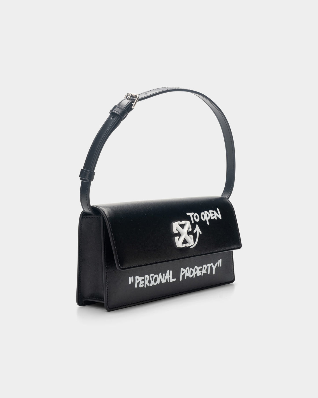 Off White Jitney 1.0 Shoulder Quote Black/White Bag | OWNN172C99-LEA002-1001