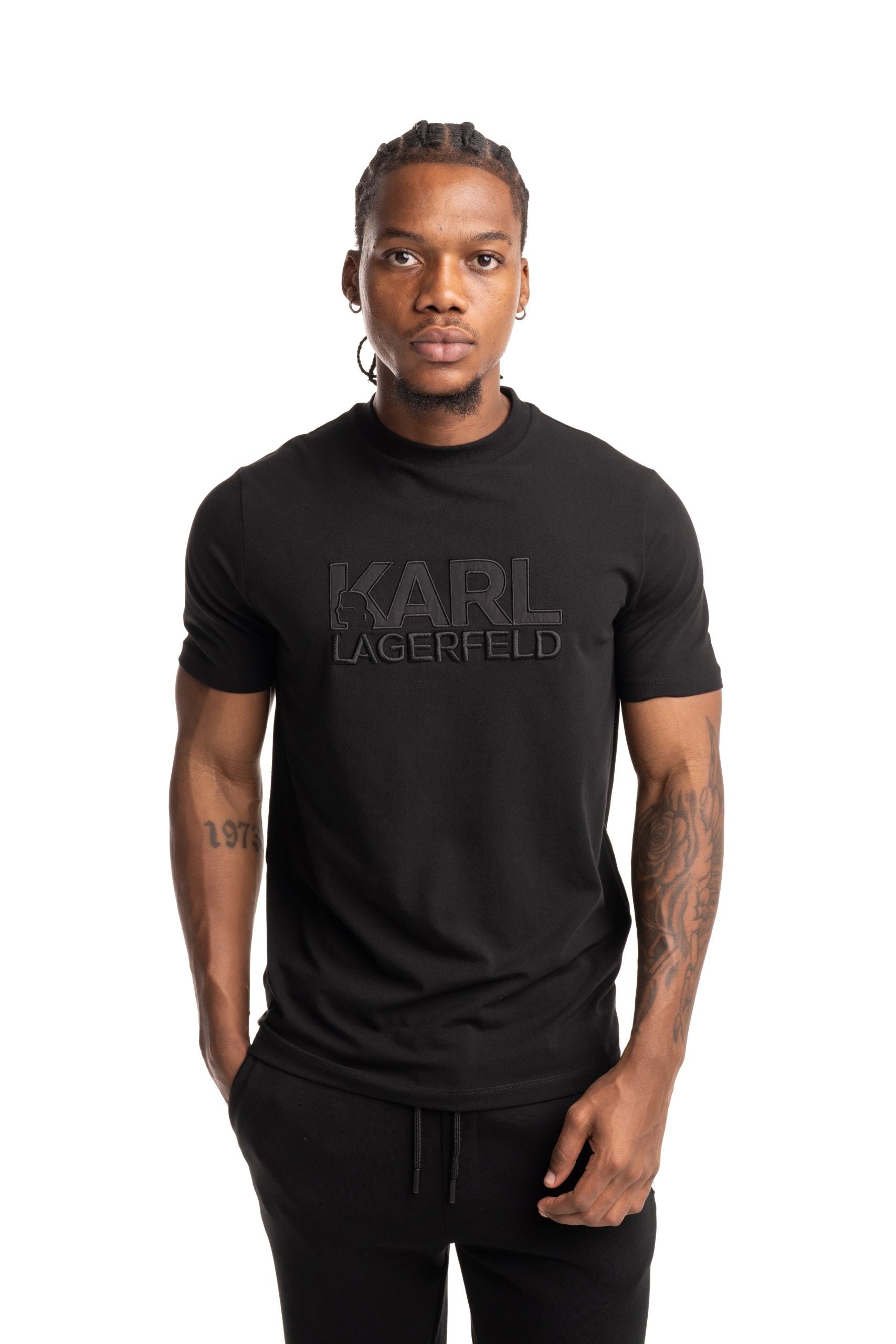 Karl Lagerfeld Mens Crewneck T Shirt Black | 755035562221-990