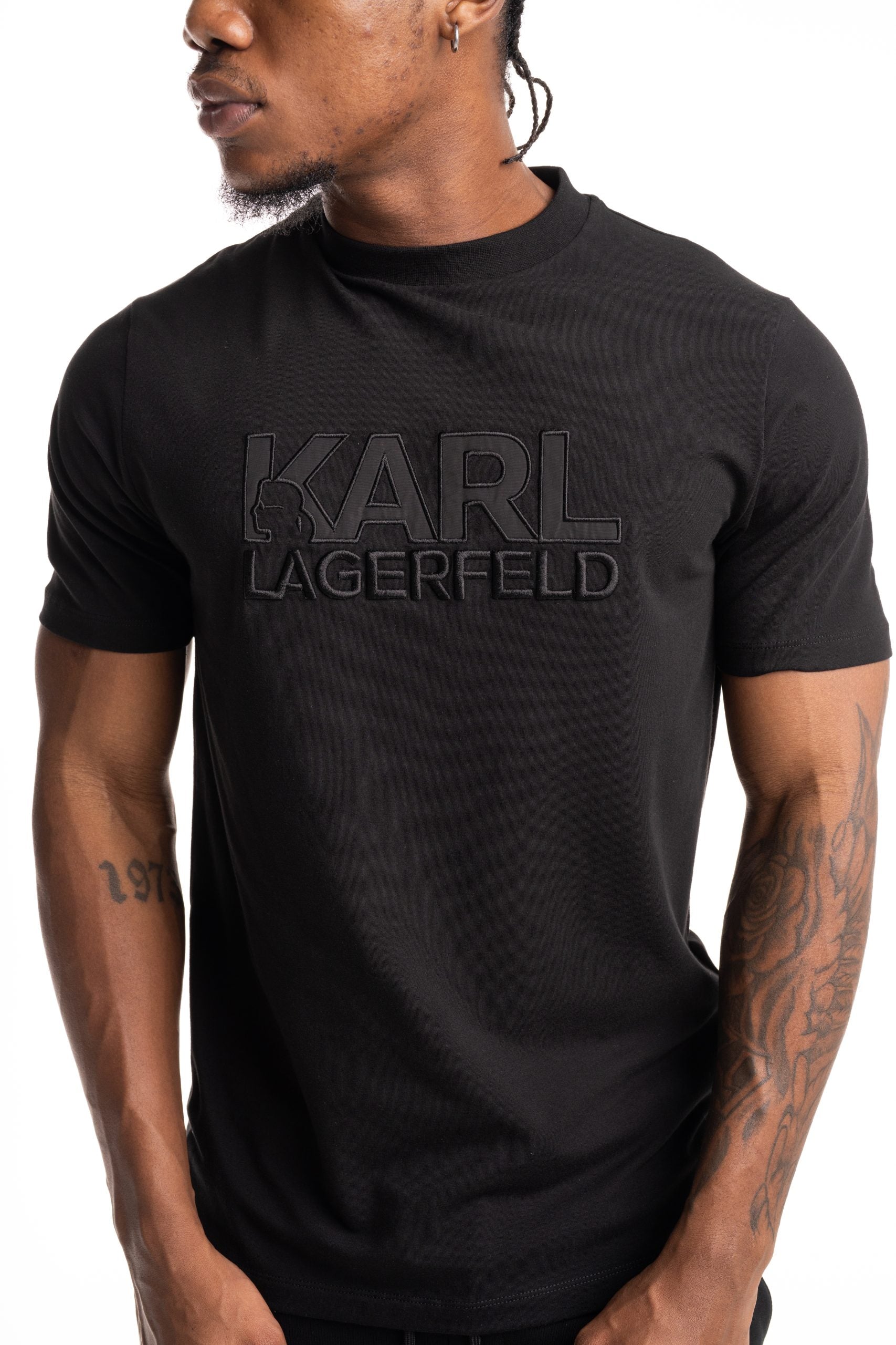 Karl Lagerfeld Mens Crewneck T Shirt Black | 755035562221-990