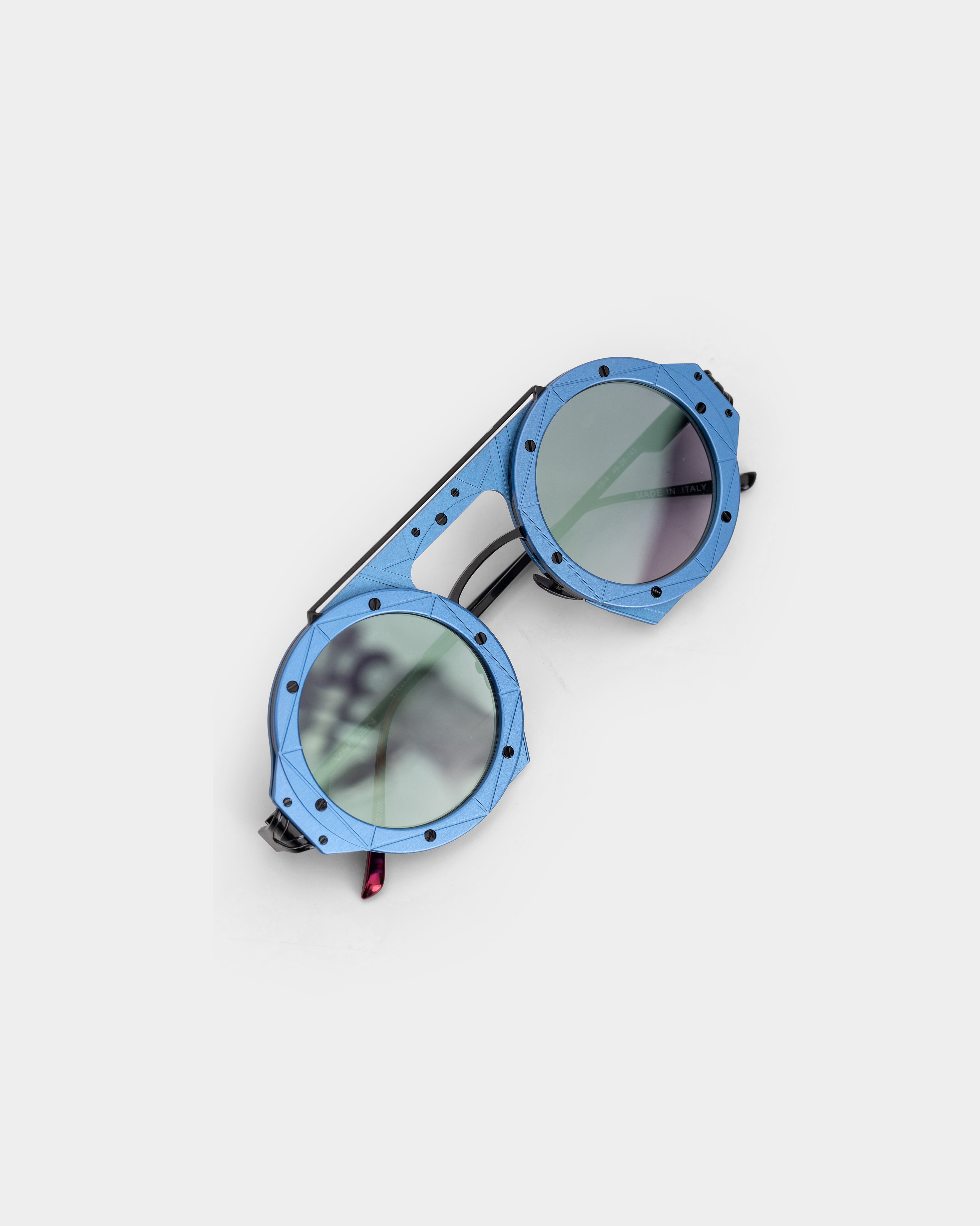 Vysen Eyewear Shiny Black & Shiny Electic Blue Frame & Blue Mirror Gradient Lenses AS-4