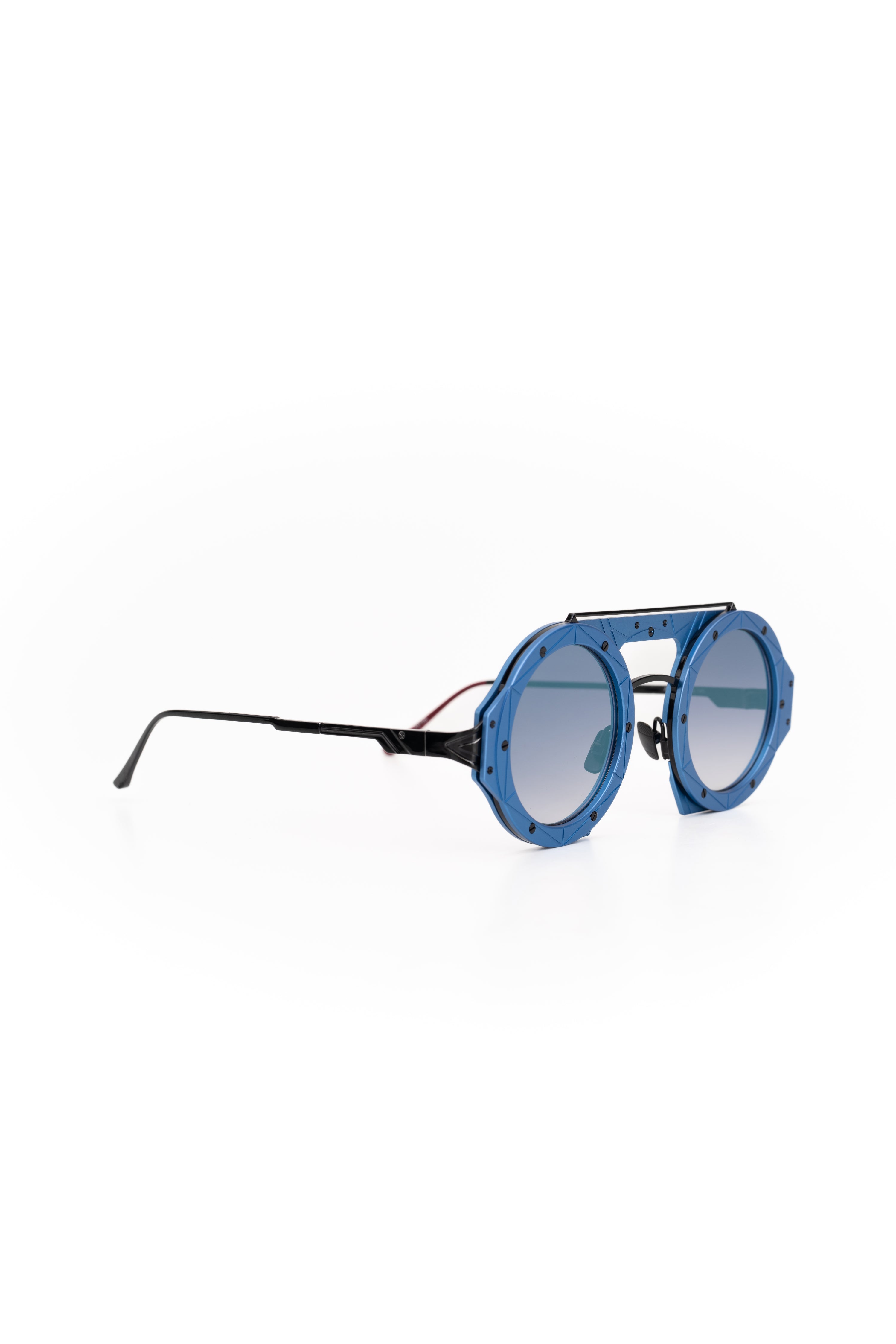 Vysen Eyewear Shiny Black & Shiny Electic Blue Frame & Blue Mirror Gradient Lenses AS-4