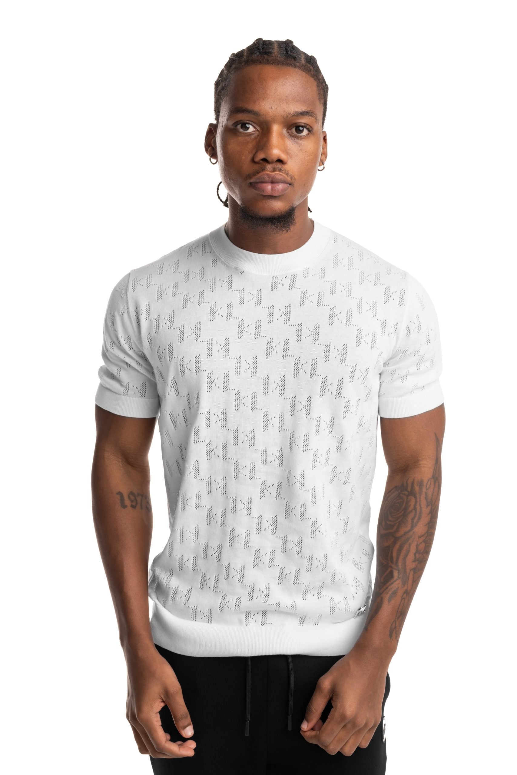 Karl Lagerfeld Mens Knit Crewneck 1/2 White | 655004562301-10