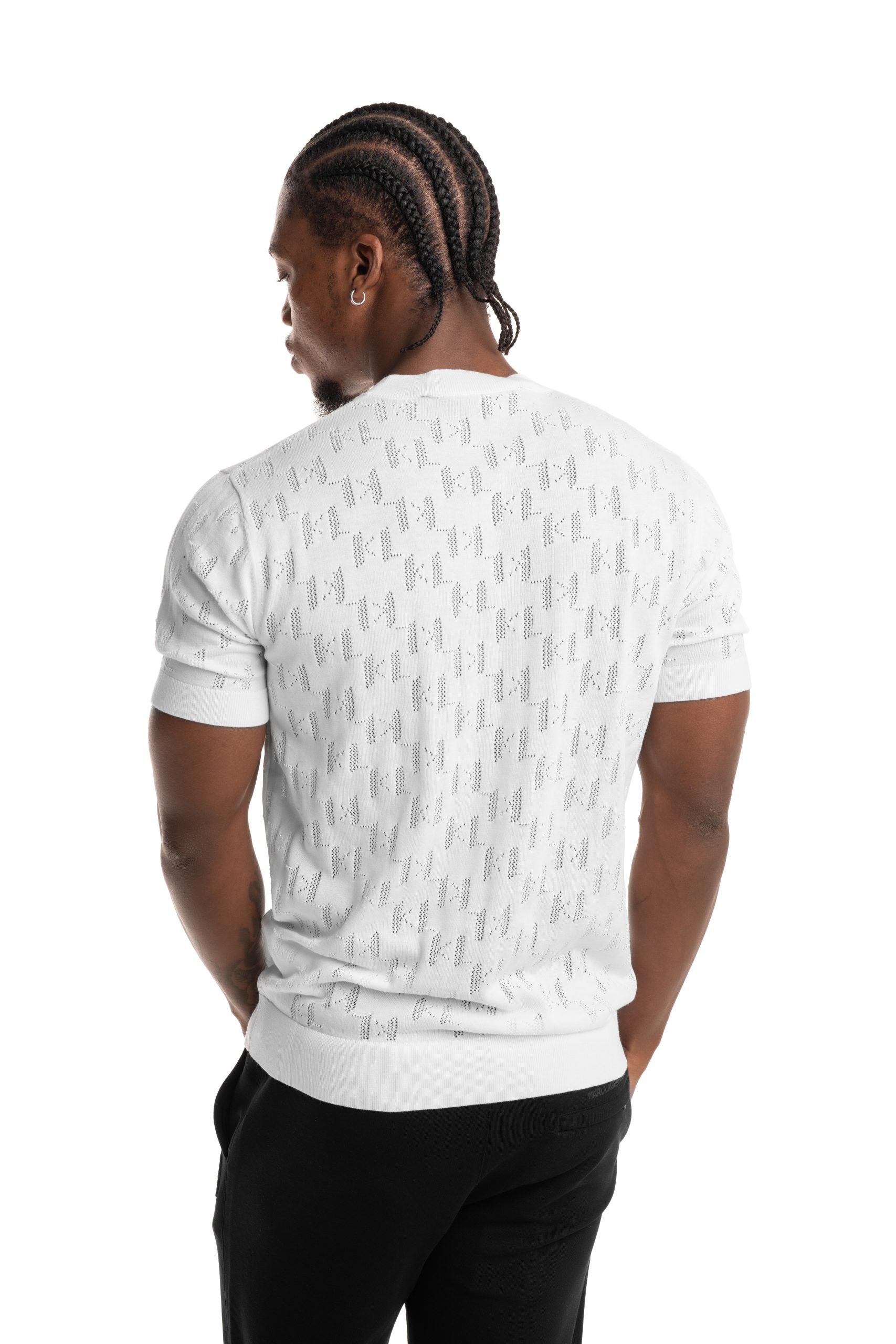 Karl Lagerfeld Mens Knit Crewneck 1/2 White | 655004562301-10