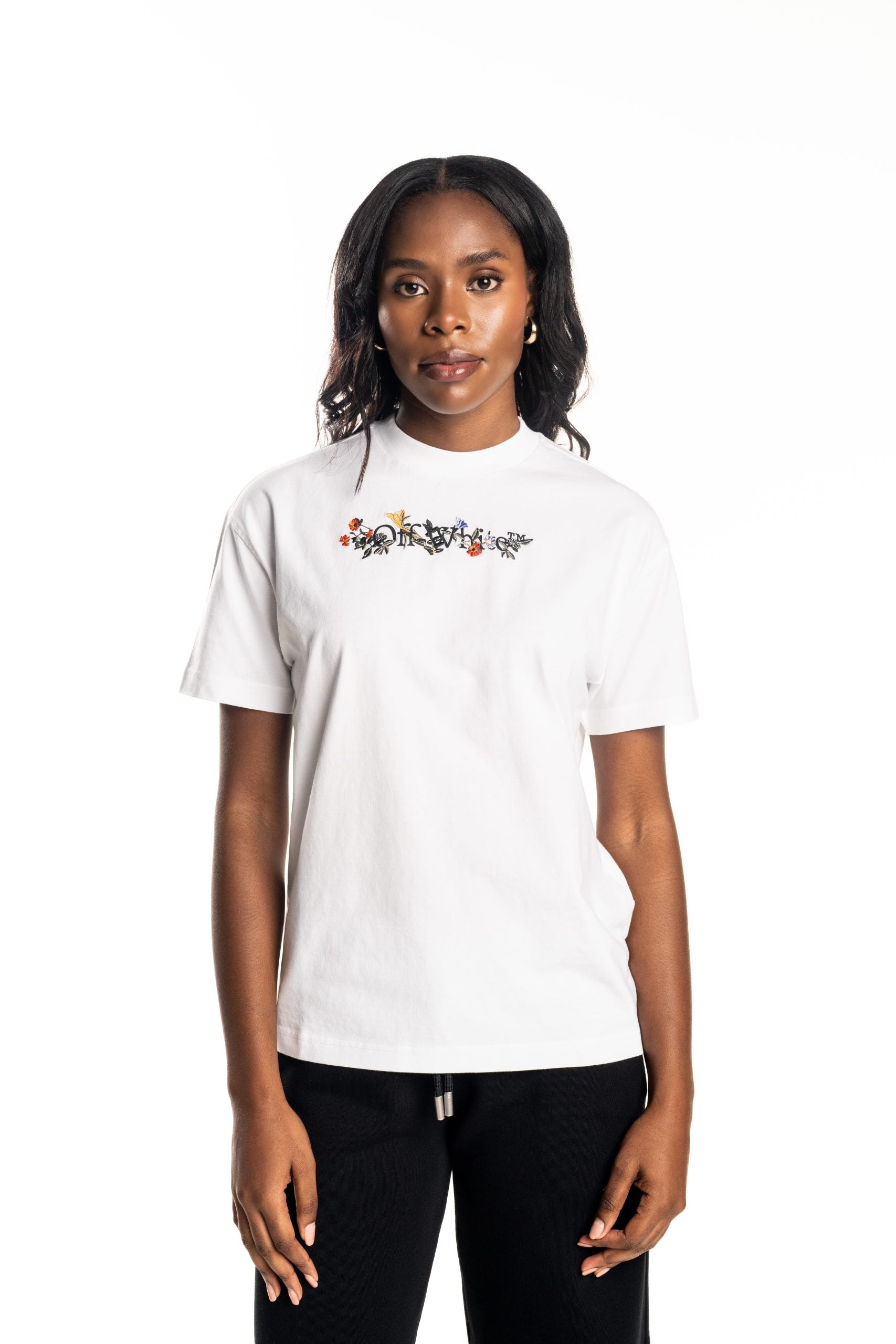 Off White Ladies Bookish Flowers Regular Tee White/Black | 2AA089F25JER002-W102-0110