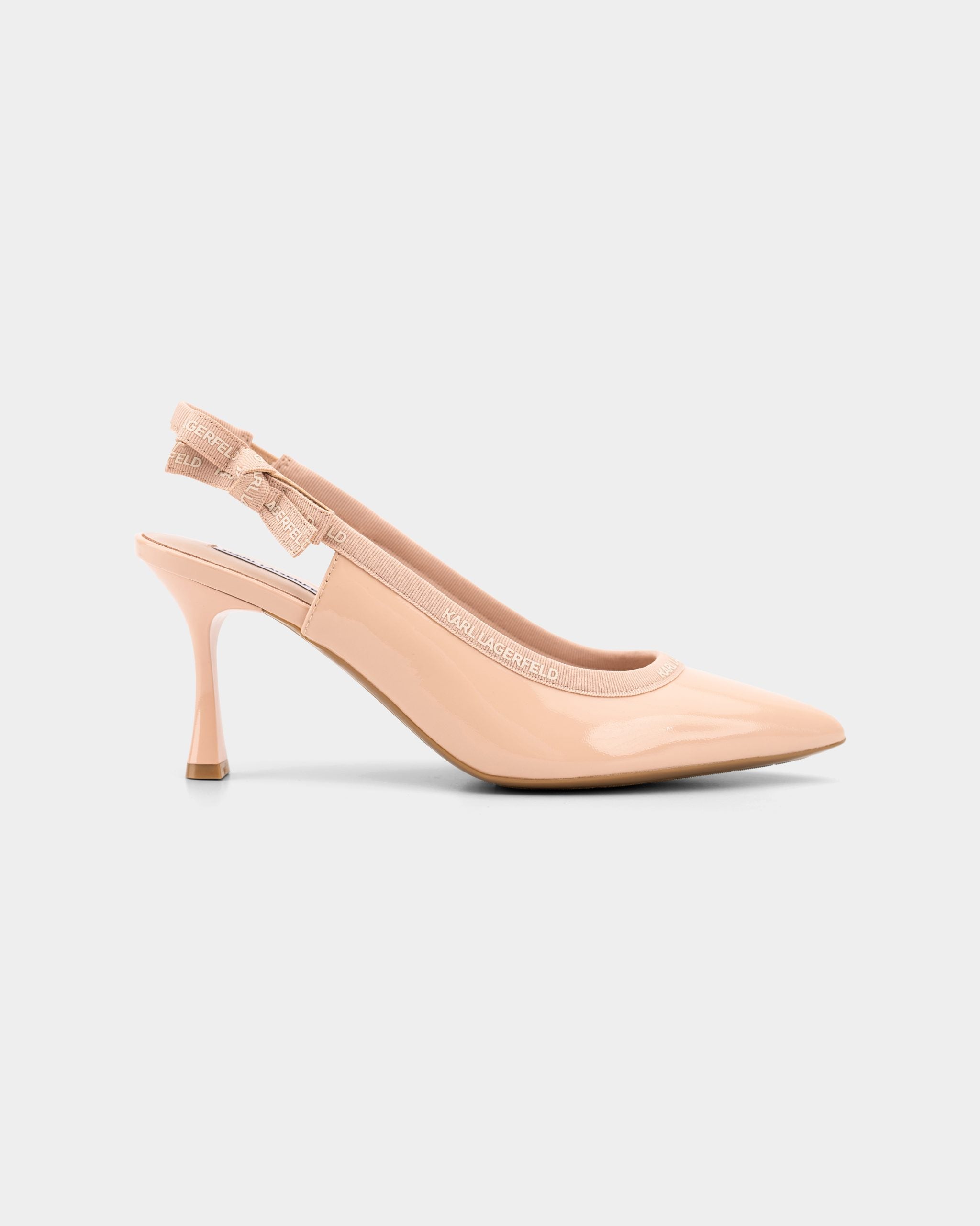 Karl Lagerfeld Ladies Sienna Ribbon Sling Nude Patent Lthr