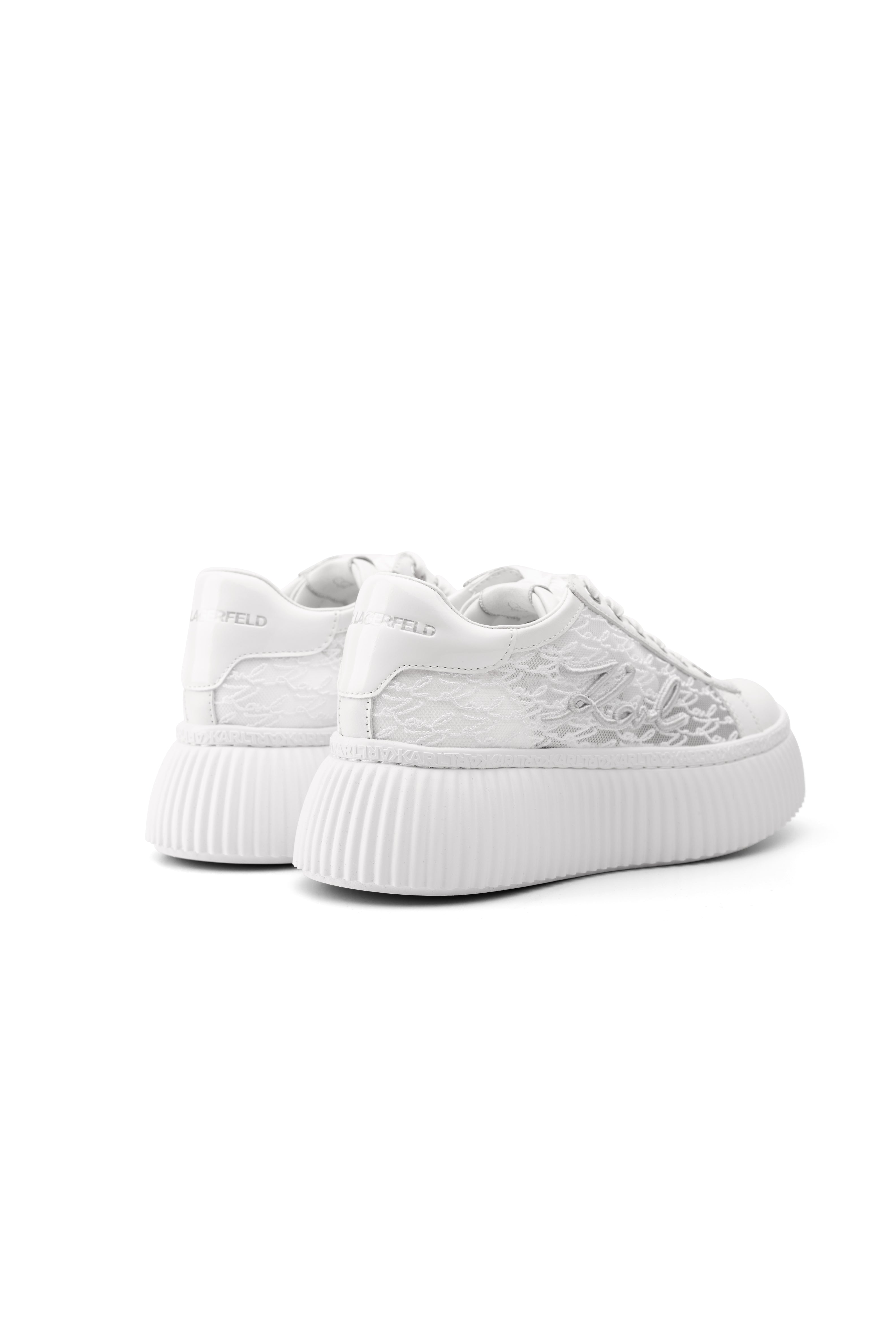 Karl Lagerfeld Ladies Kreeper Lo Script Lace Lo White Lthr & Textile | KL42326-41W